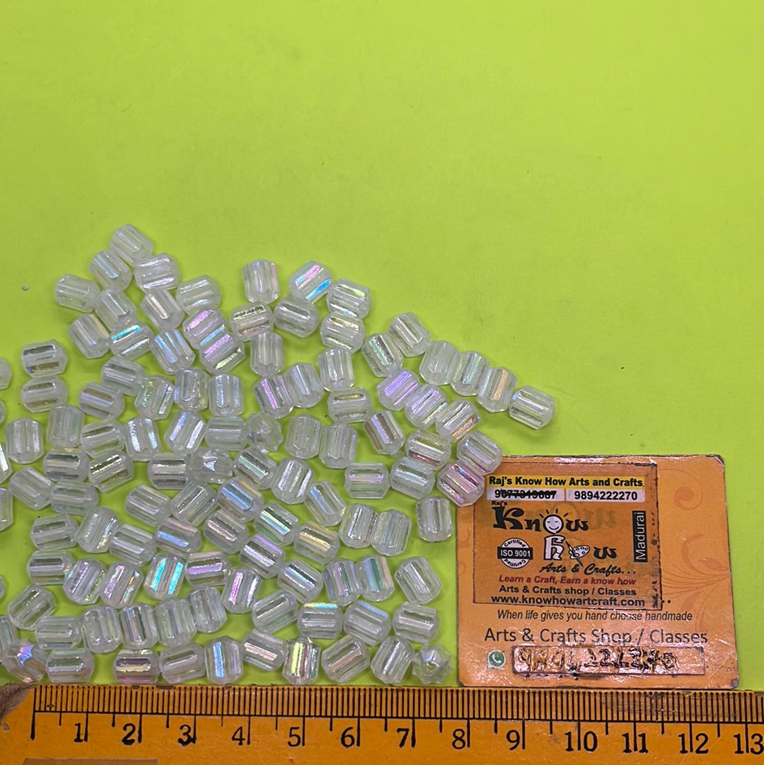 Acrylic silver lined clear square beads 100g