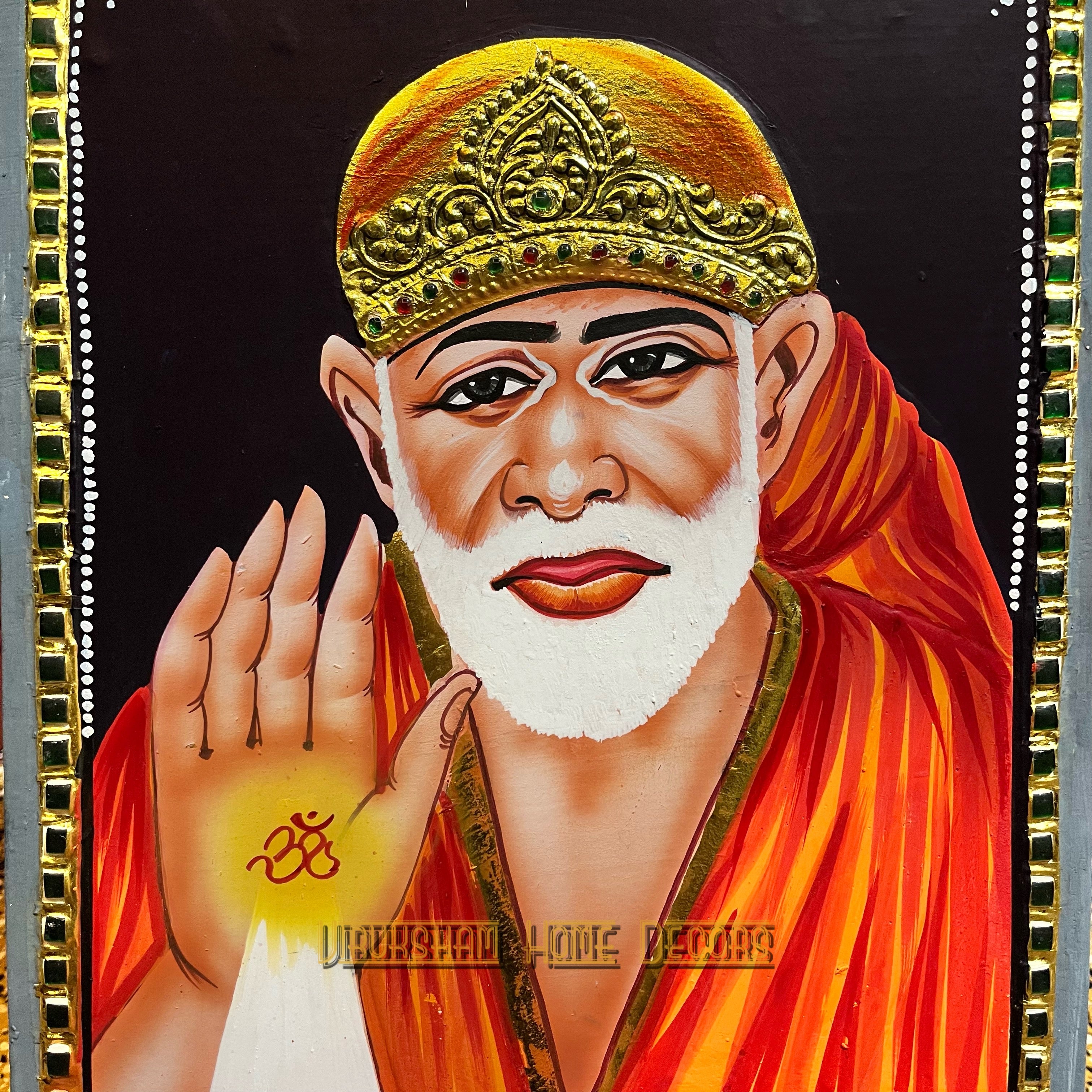 Saibaba 10x12  Tanjore painting -1 board(15 days delivery time)without frame