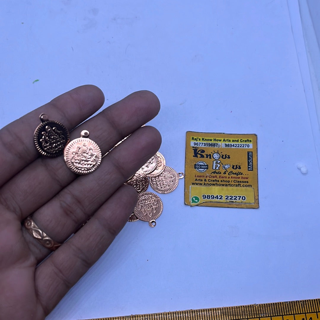 Copper lakshmi coin in jewelry making 25g in a pack