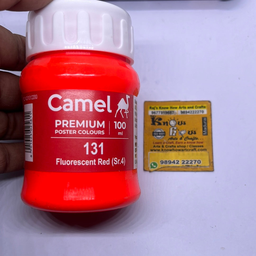 Camel premium poster colours Fluorescent red  100 ml
