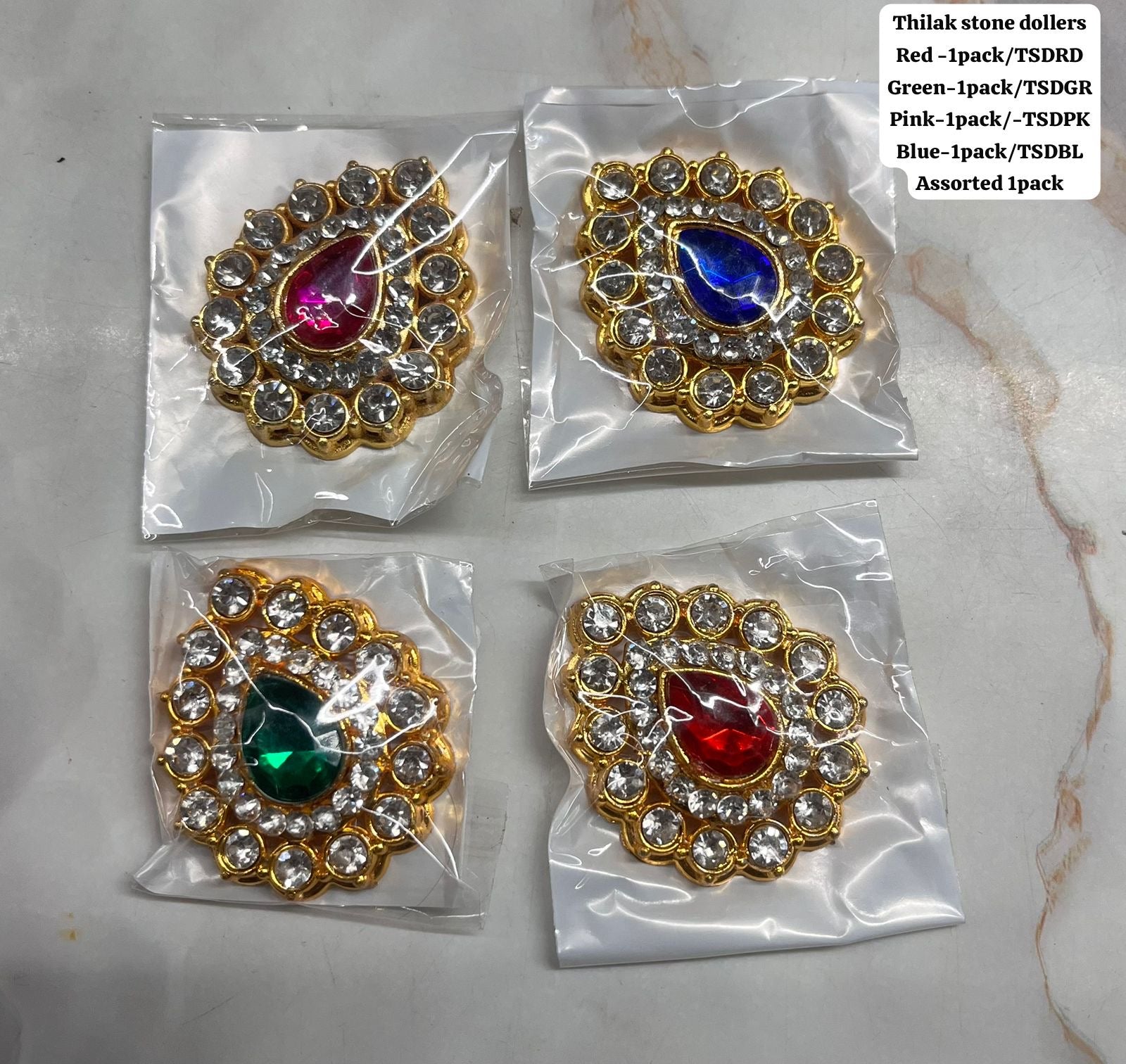 Thilak stone dollar small goddess jewelry assorted colours 1pack