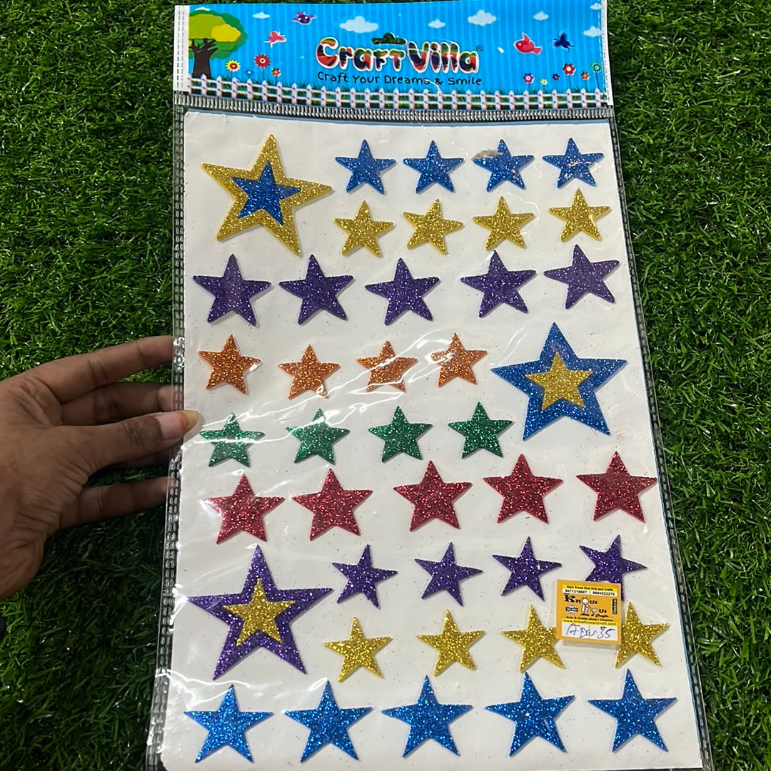 Star Glitter stickers A4size-1 pack