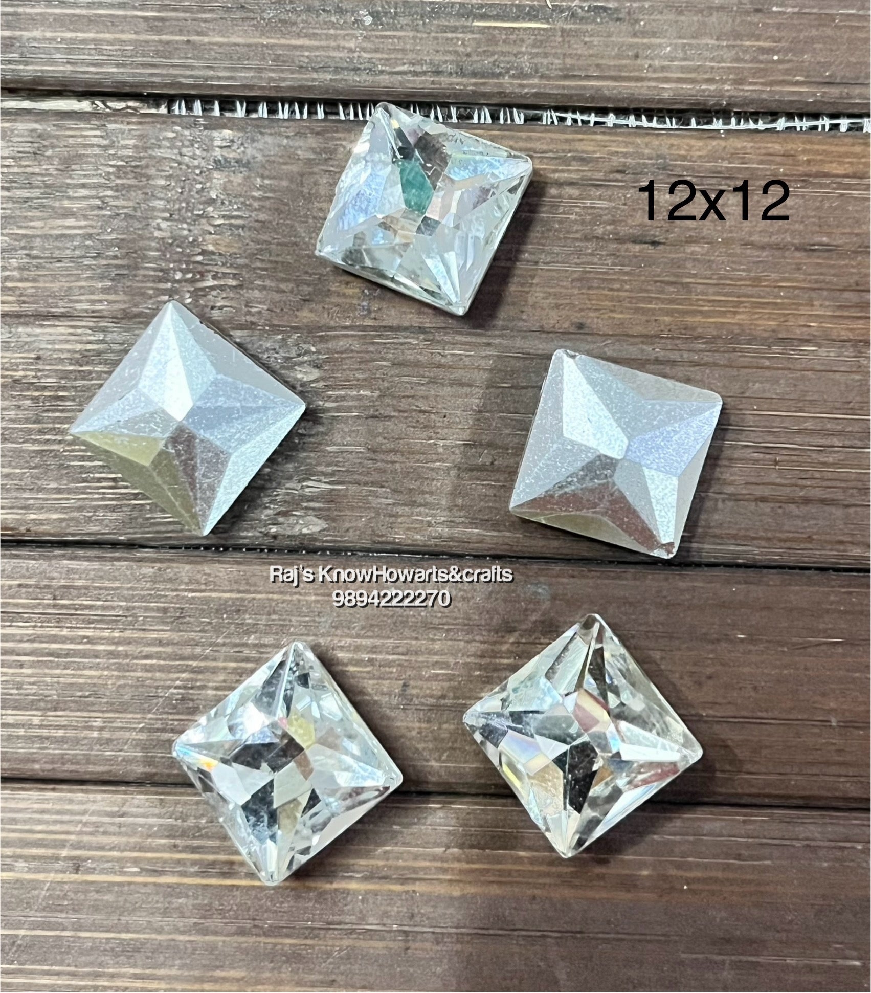 12x12 white SQUARE Tanjore painting American Diamond stones -   5 stones in a pack