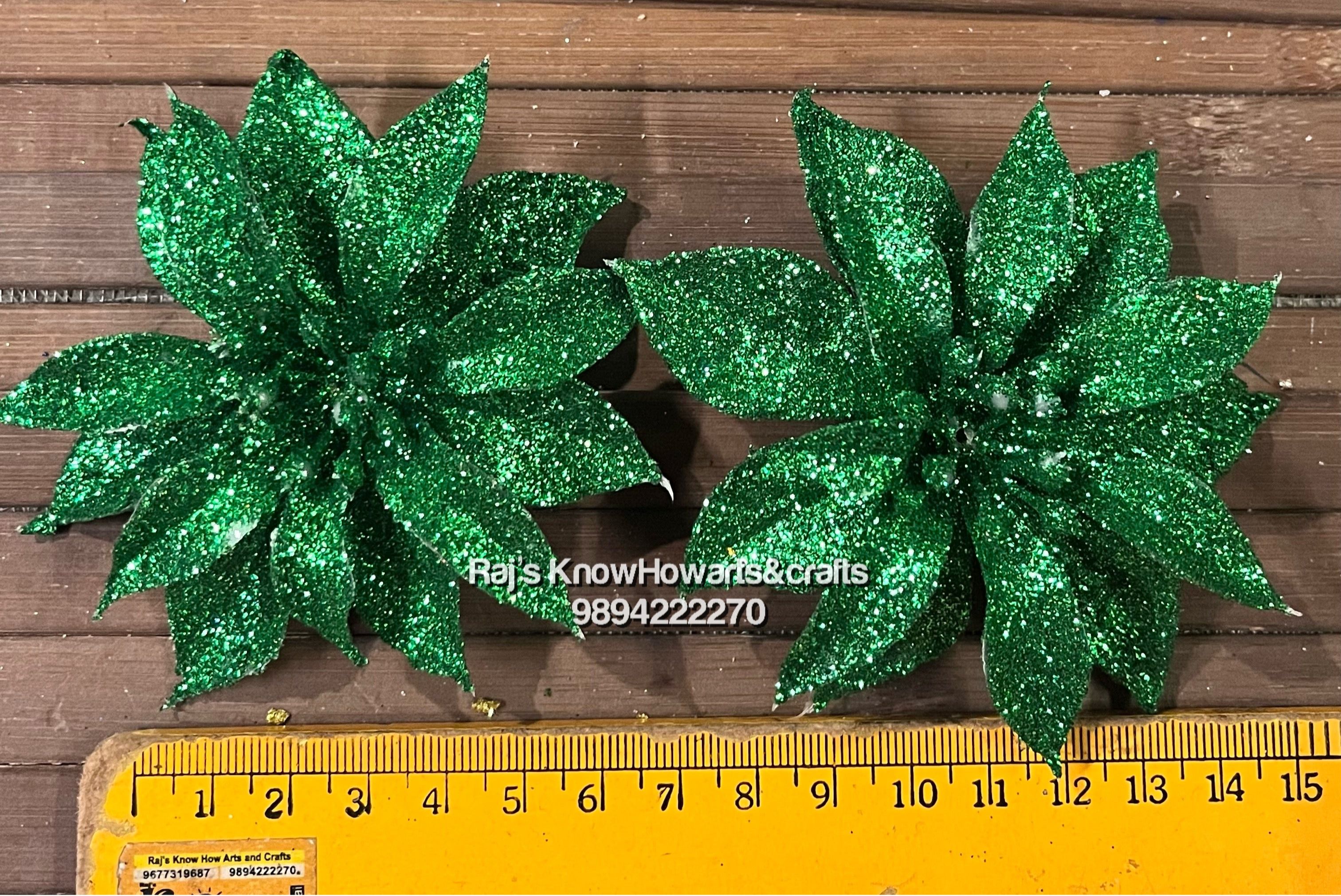 Dark green Glitter Big flower - 2 pc