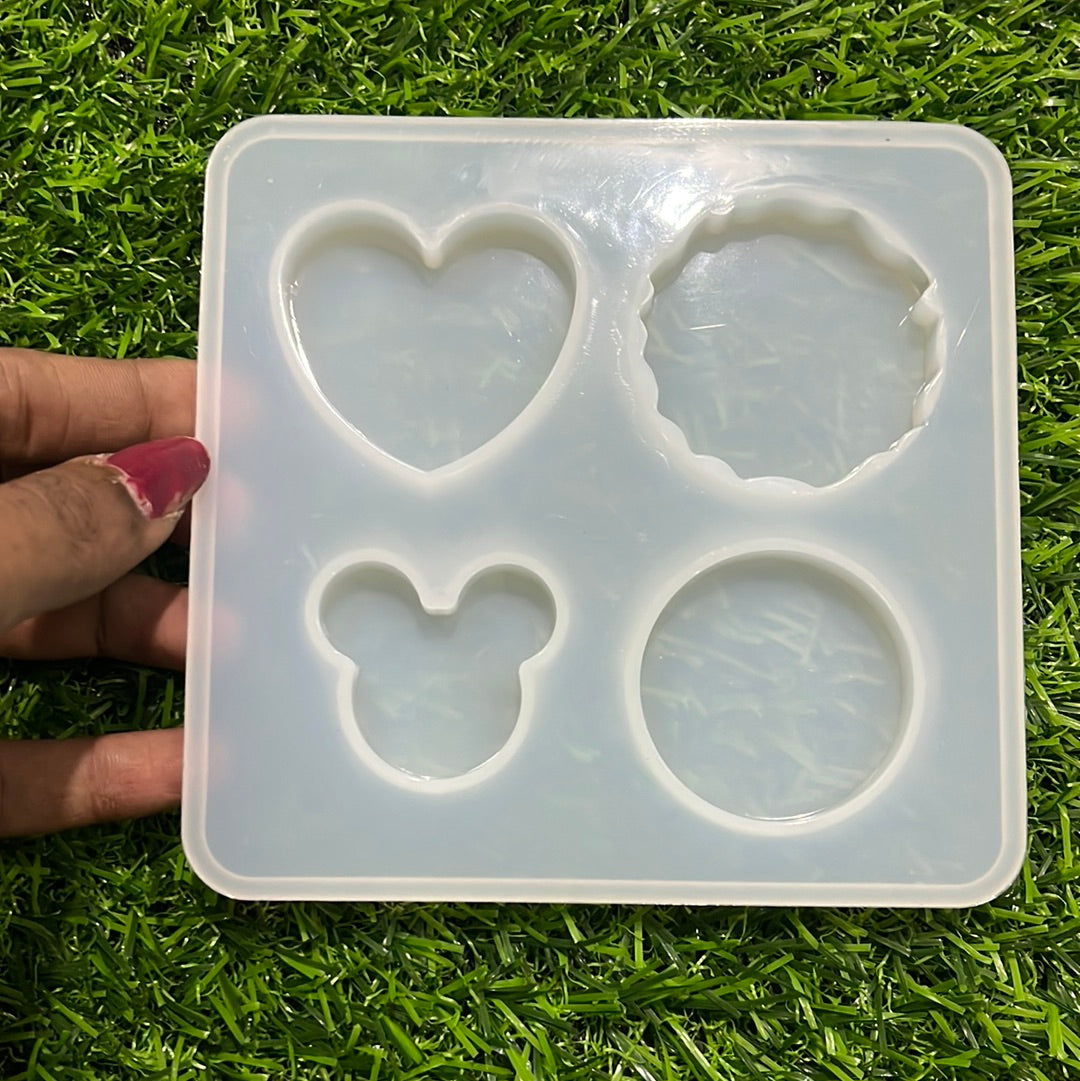 4in 1 heart round Resin silicon  shape mold