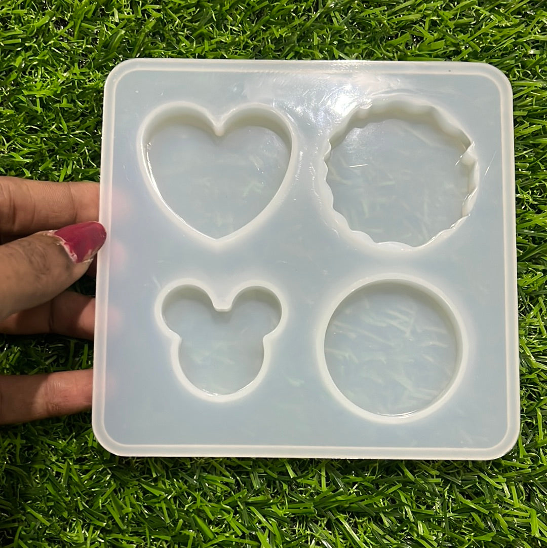 4 in 1 heart round Resin silicon  shape mold