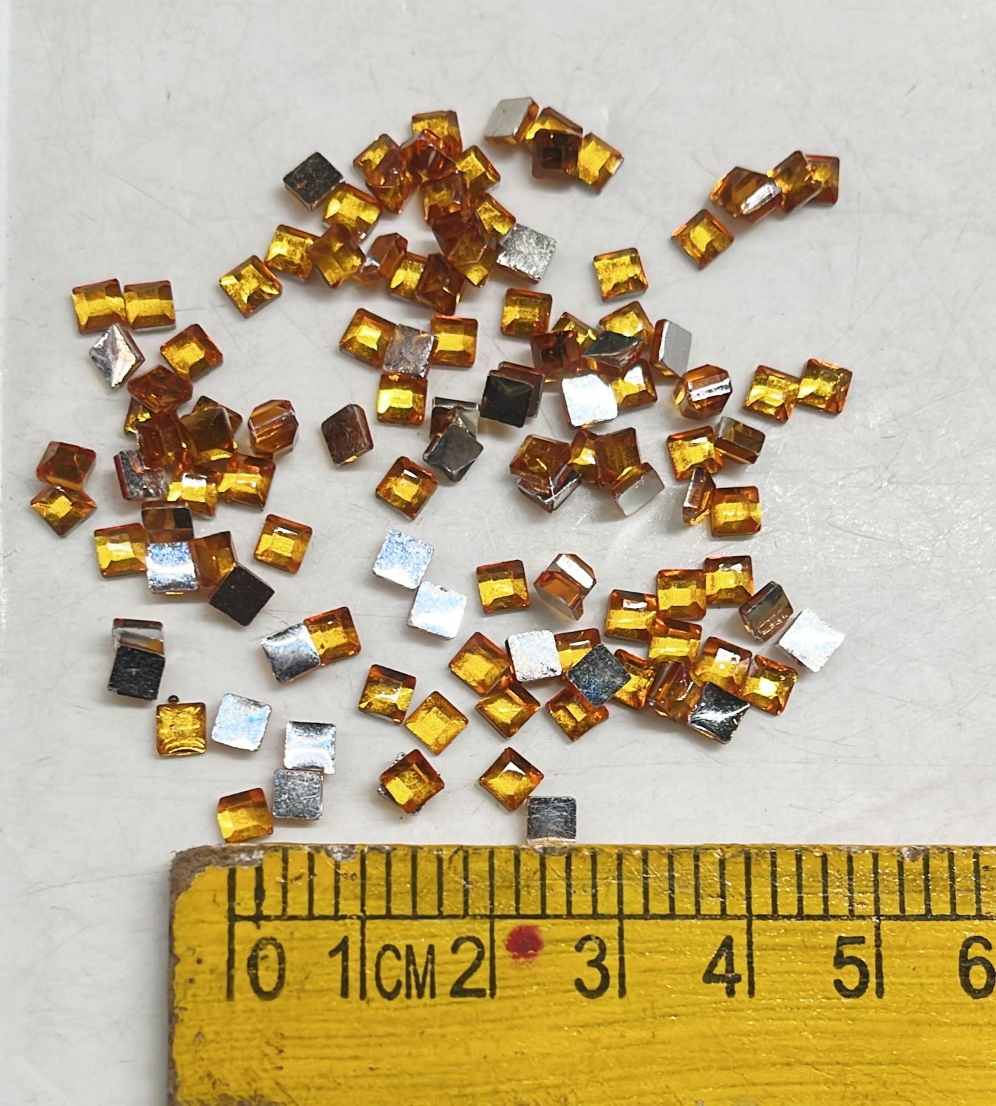 Plastic 4mm square gold kundan stone 50g -1pack