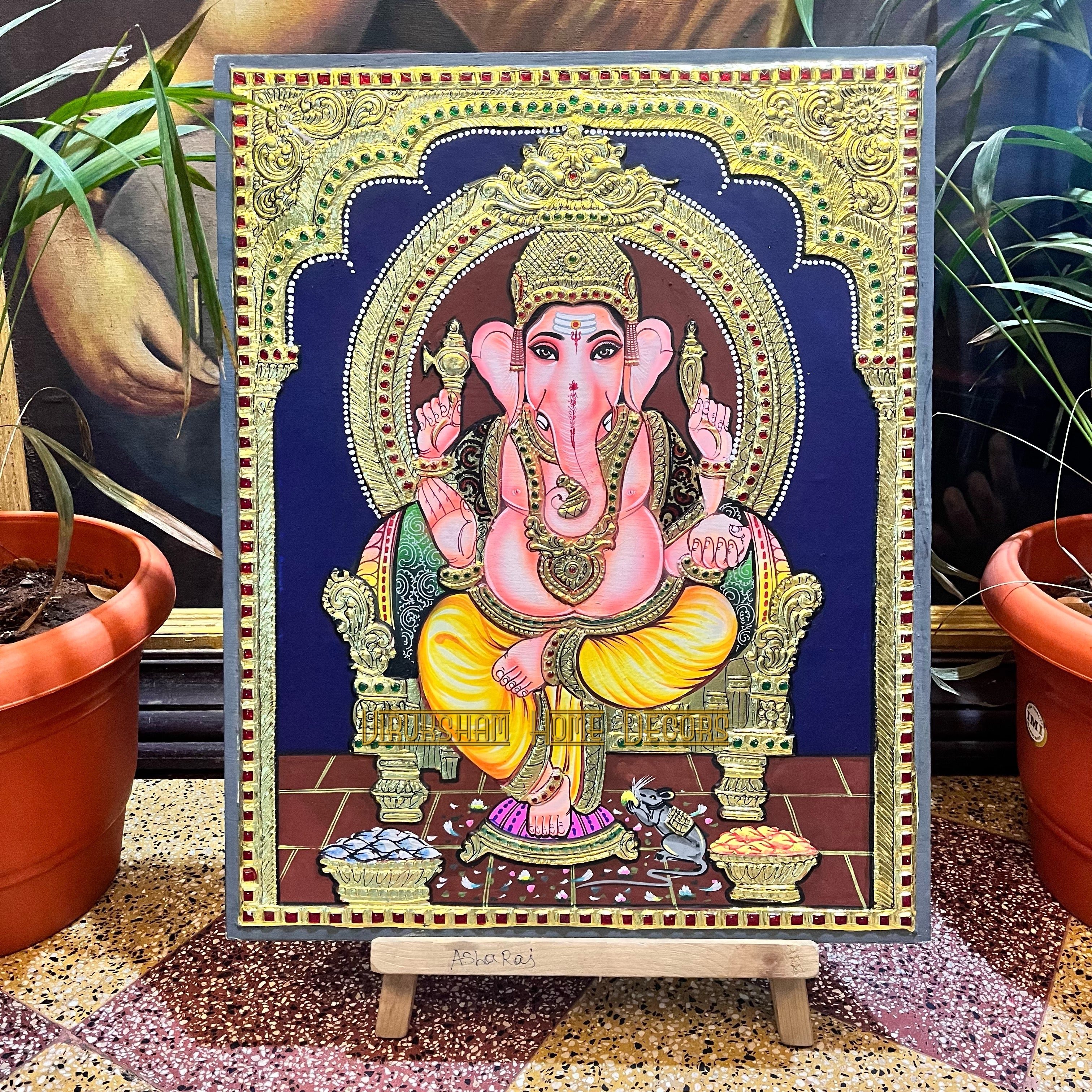 Vinayagar 16x20 Tanjore painting -1 board(15 days delivery time)without frame