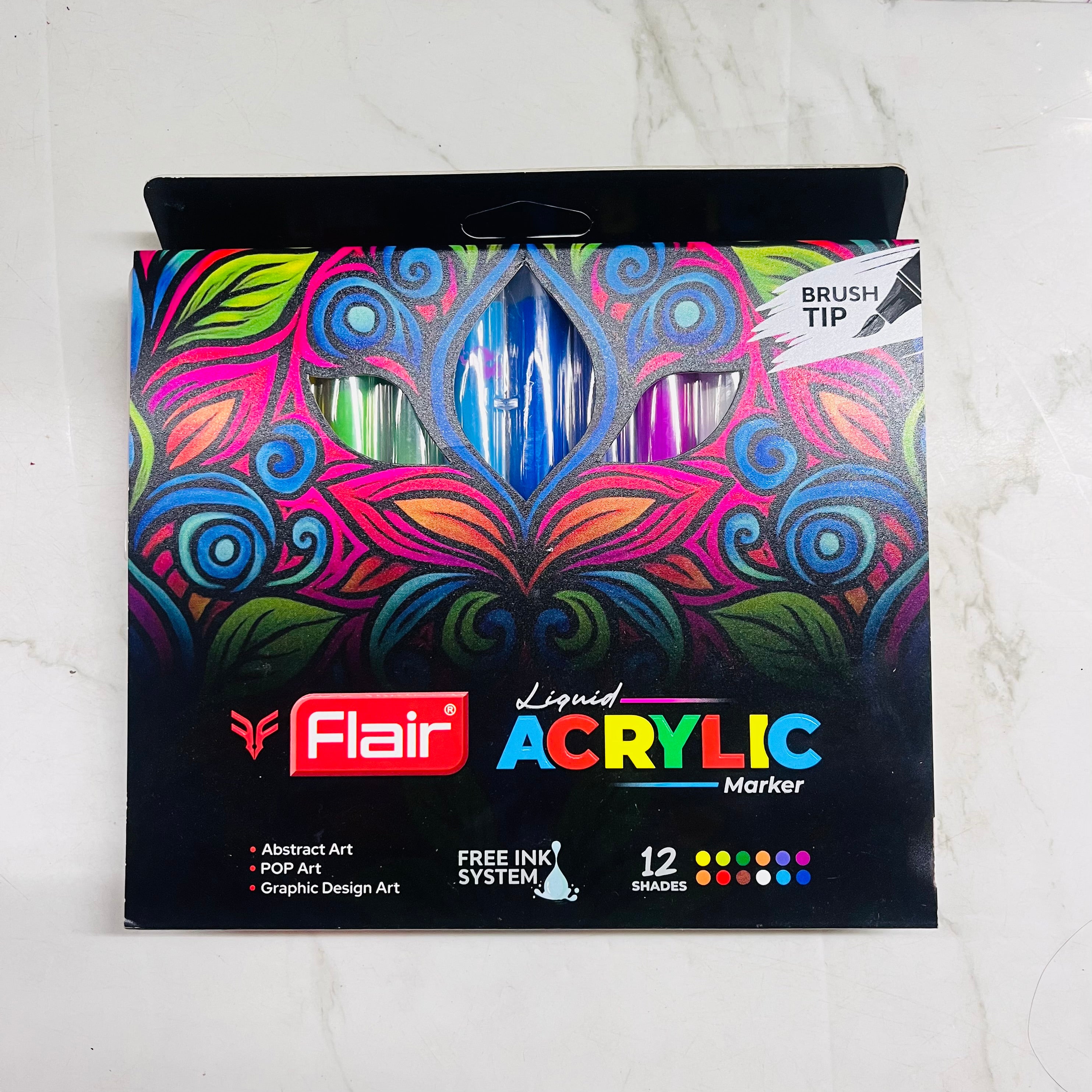 Flair liquid acrylic marker 12shades in a 1pack