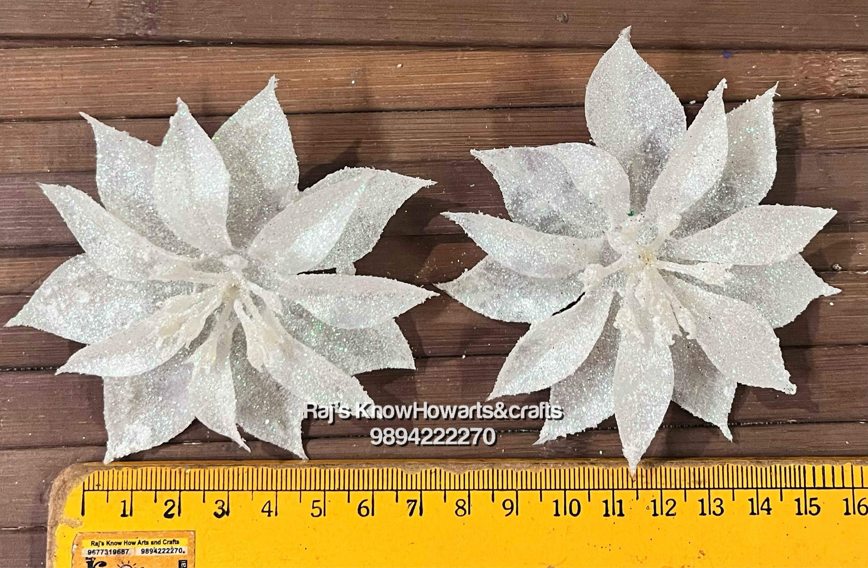 White Glitter flower - 2 pc