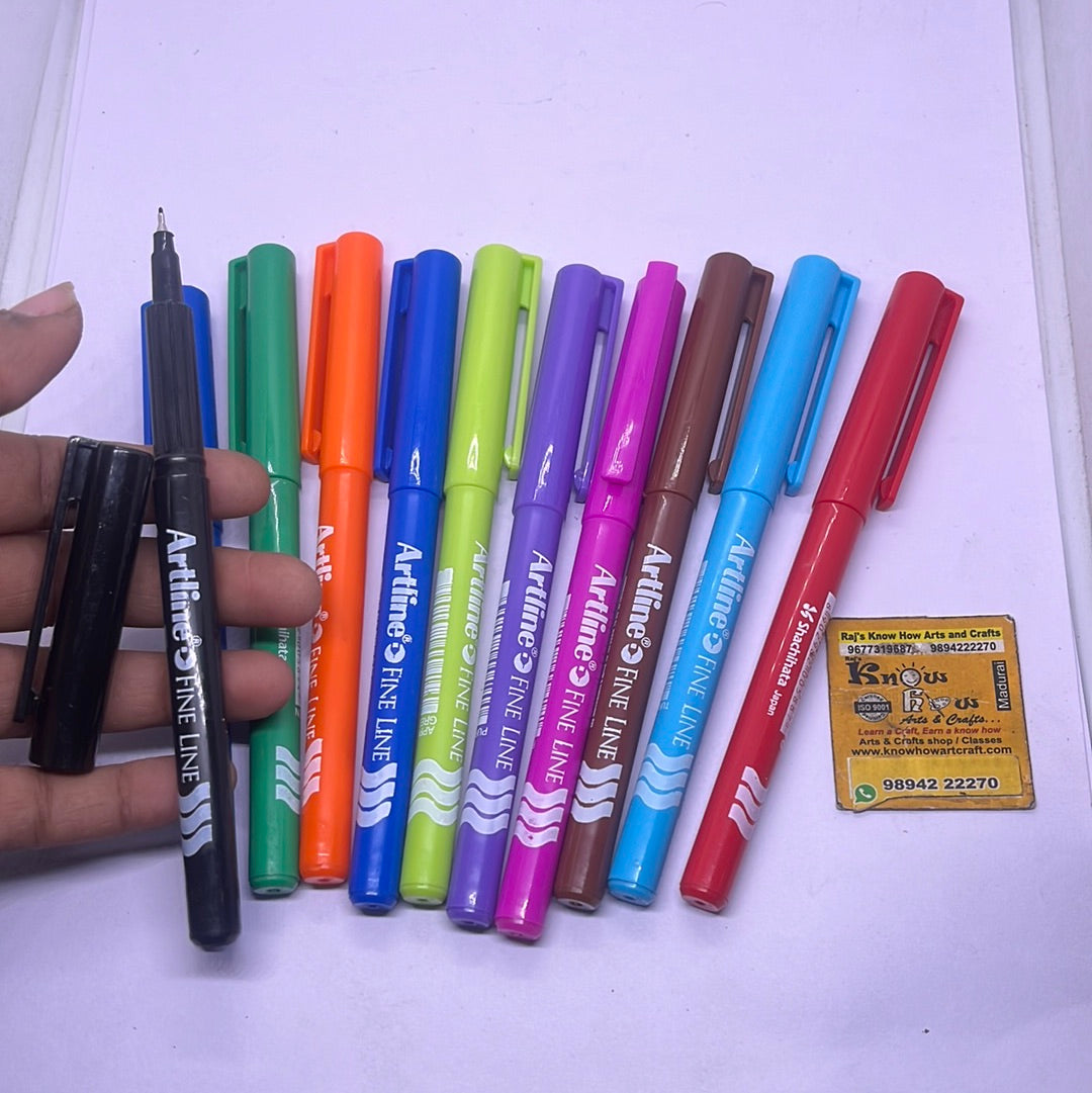 Artline  Fine line 10 vibrant multicolour writing pen.