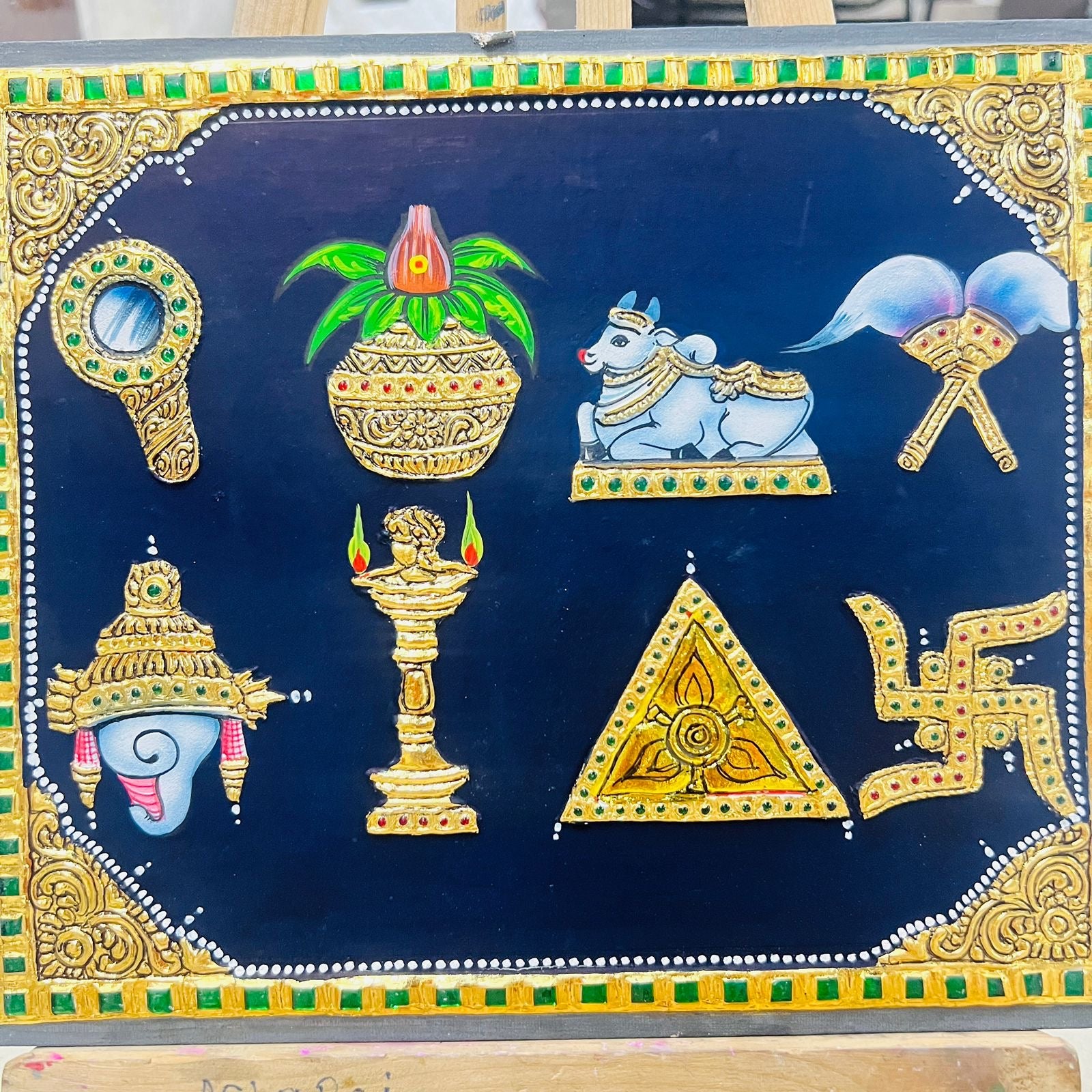 Ashta mangal Tanjore painting 10x12(15days delivery form payment date)- 1pack