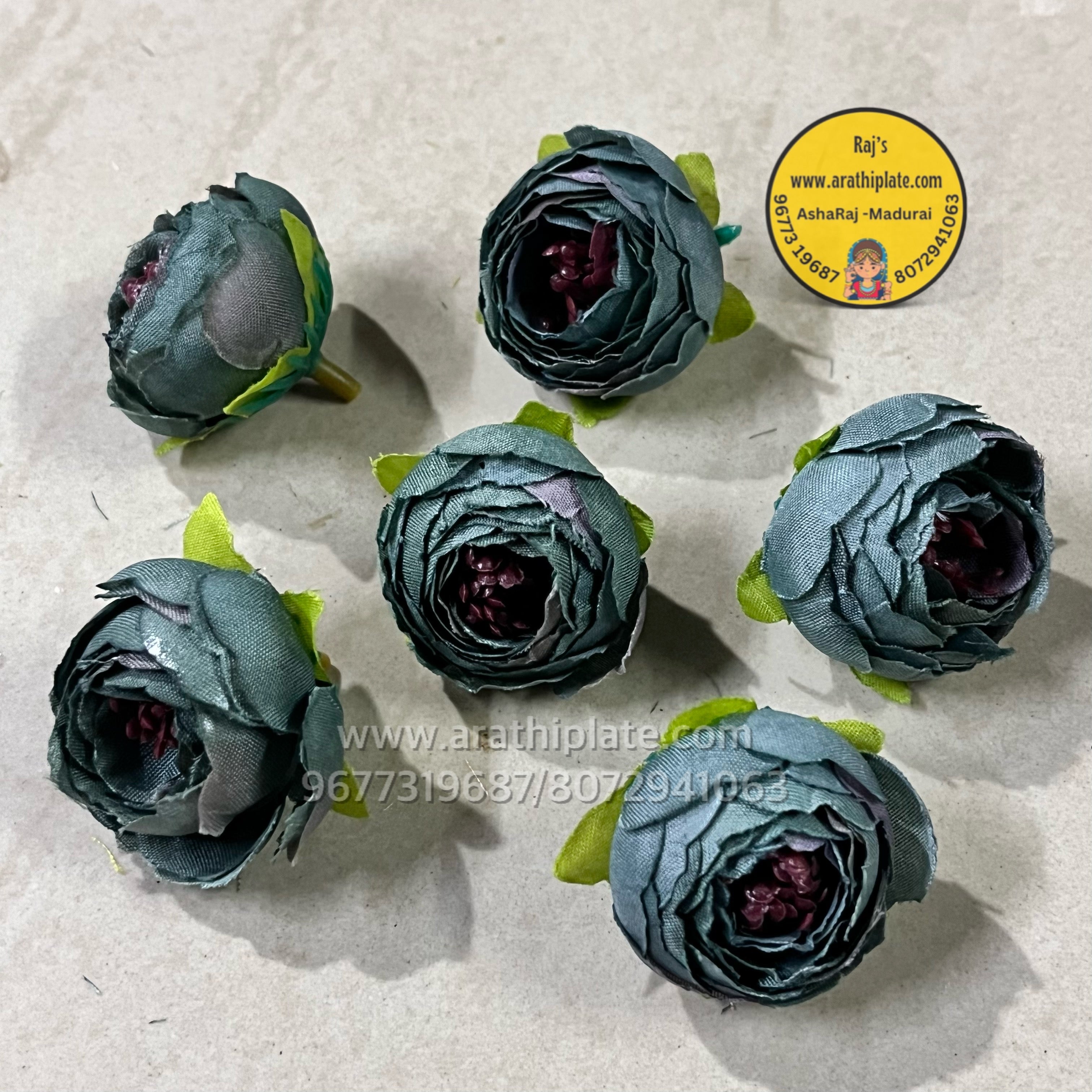 Kutty Peonies Turquoise- 10 pc in a pack