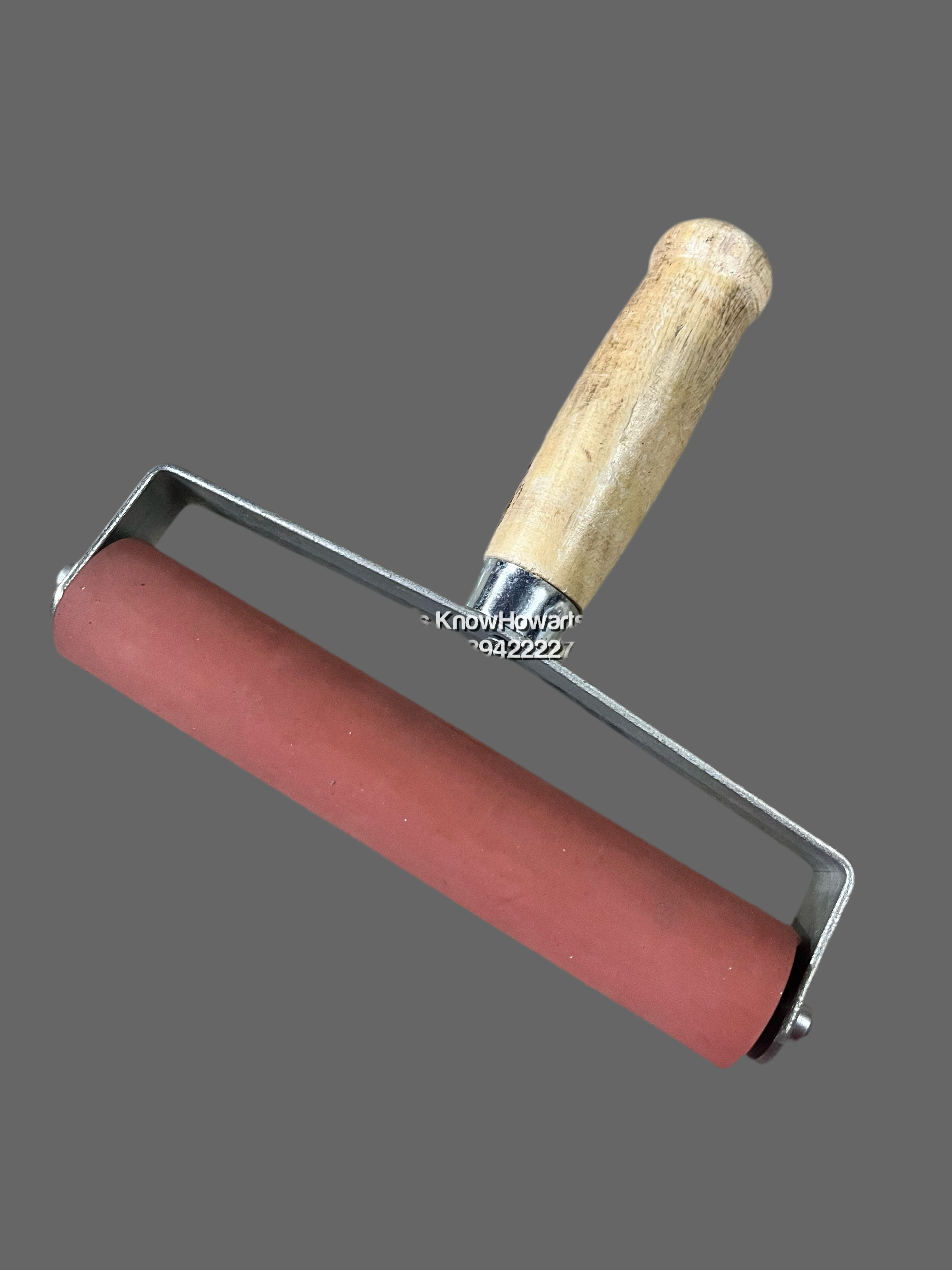 wooden handle rubber roller - 7 inch