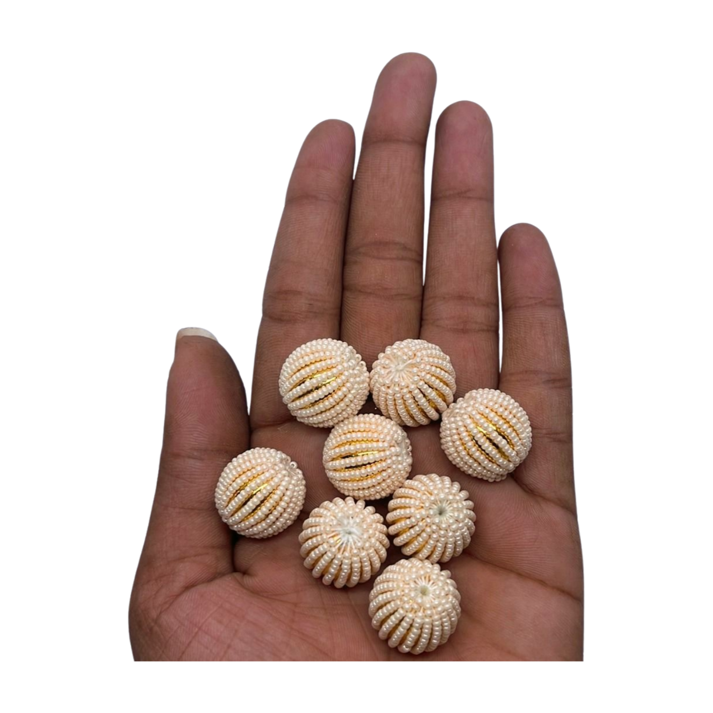 White seed bead & golden Artificial jewelry making 5 piece
