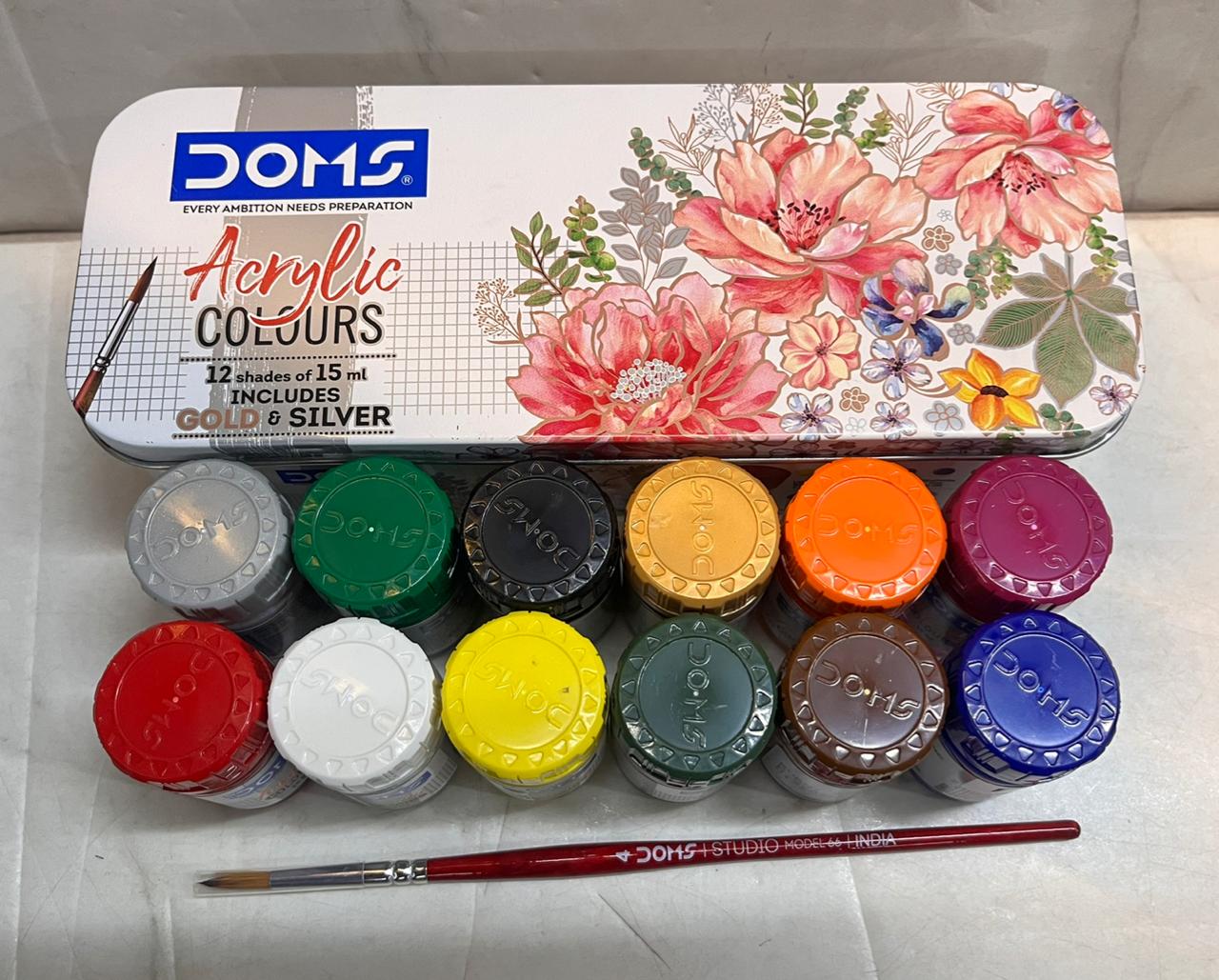 Doms Acrylic Colours 12 Shades 15ml 1 Box - 3026 – KnowHowArtCraft