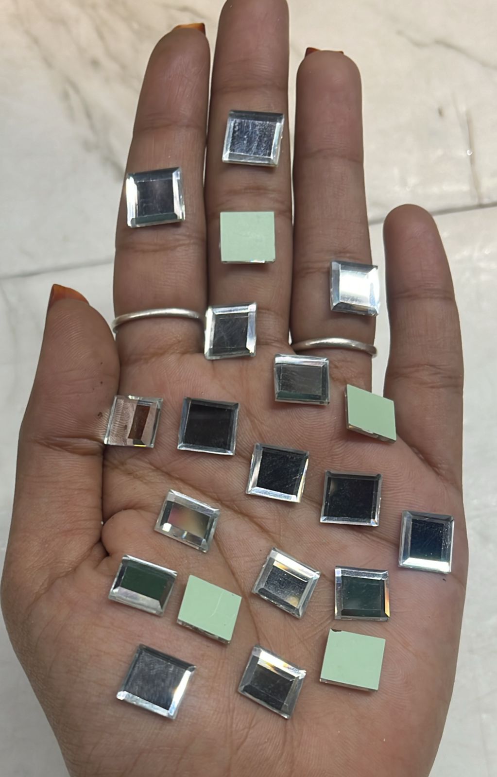 10x10 mm rectangle  Grey cut stones 50pcs pack