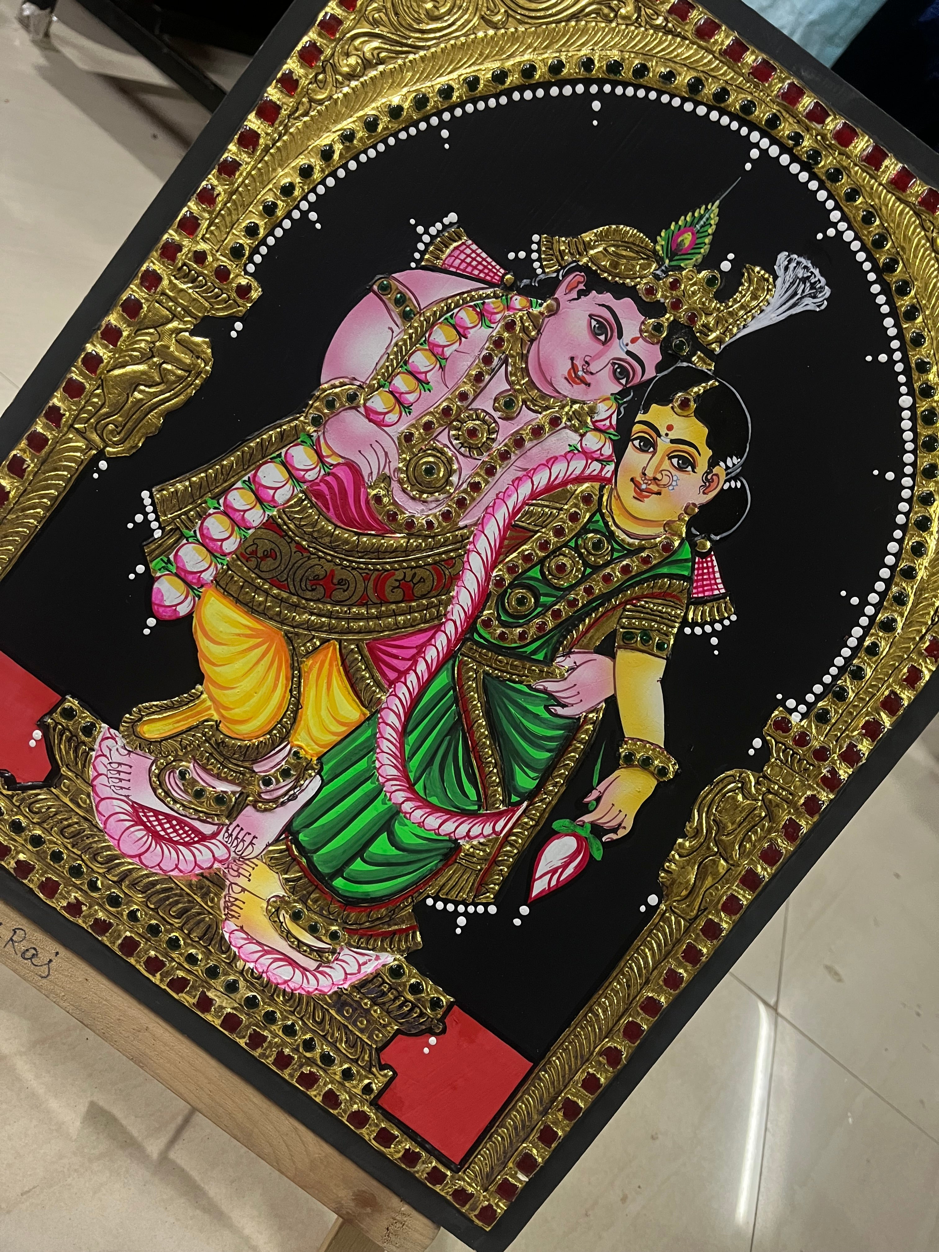 Kannan Radhai 12x15  Tanjore painting -1 board(15 days delivery time)without frame