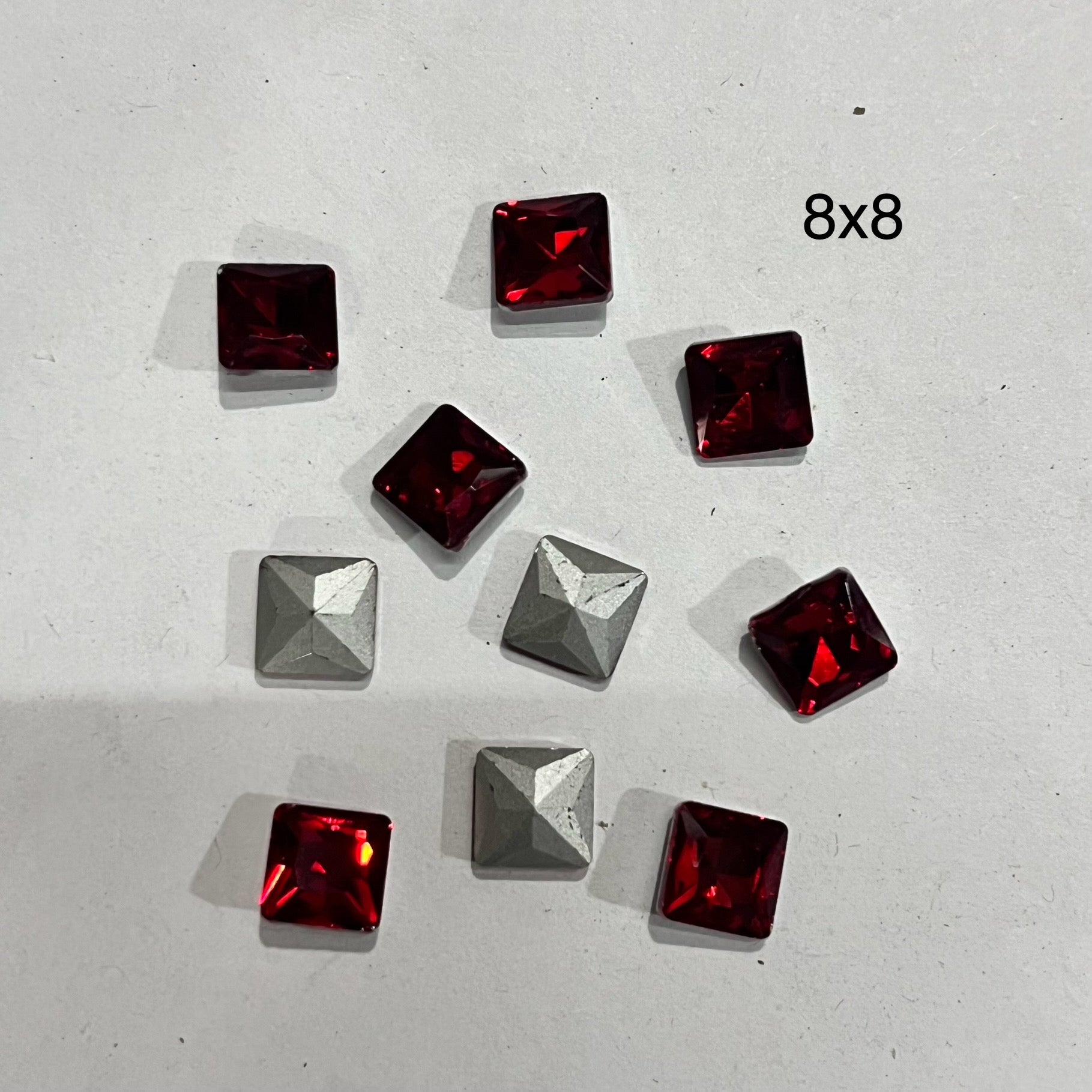 8x8 Red SQUARE Tanjore painting American Diamond stones -  10 stones in a pack