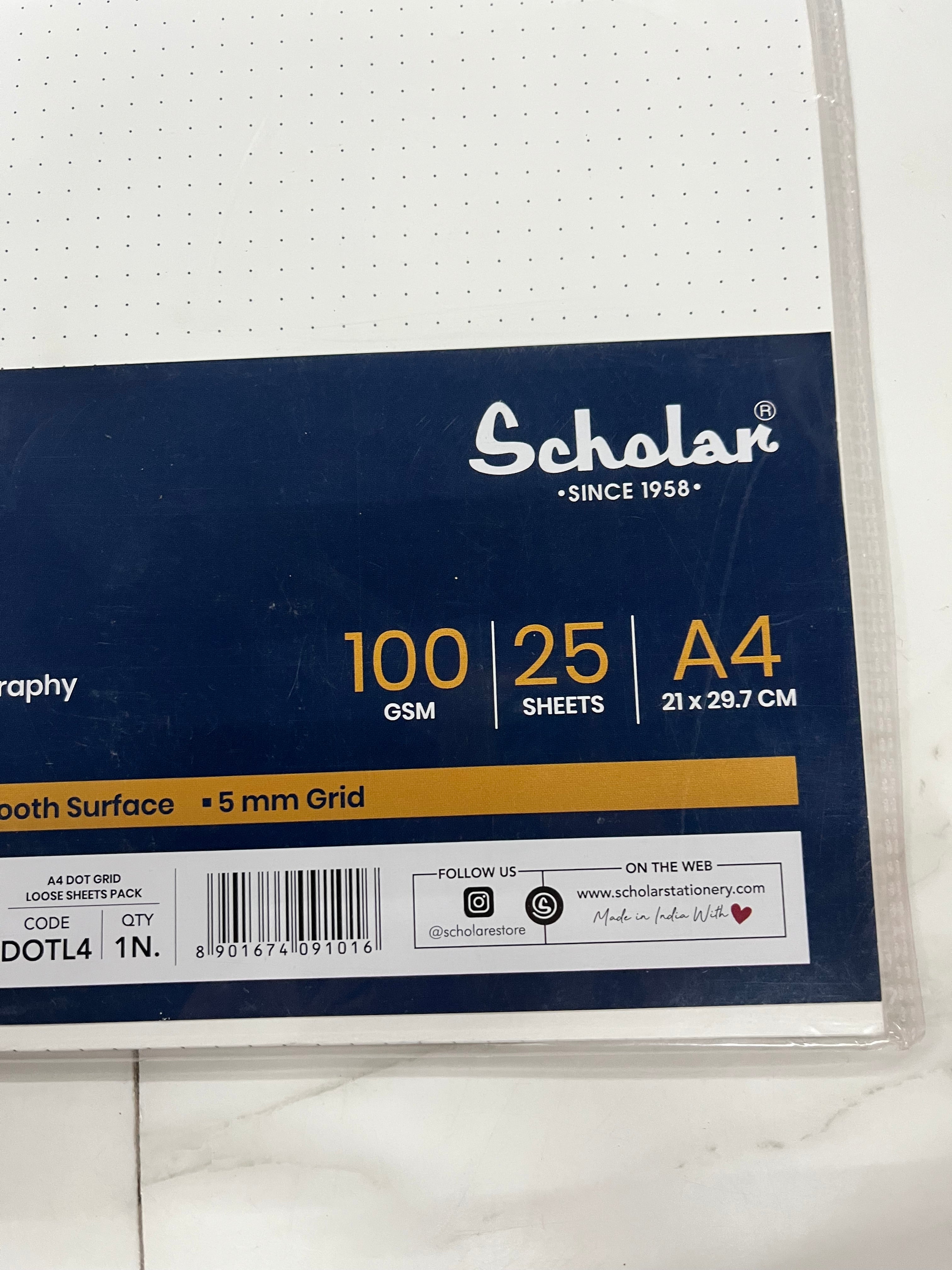Scholar A4 DOT grid loose pack-25 sheets 100gsm