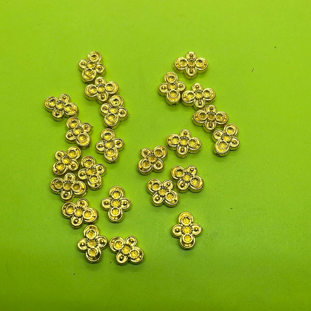 Dull golden flower acrylic beads more than 25pc