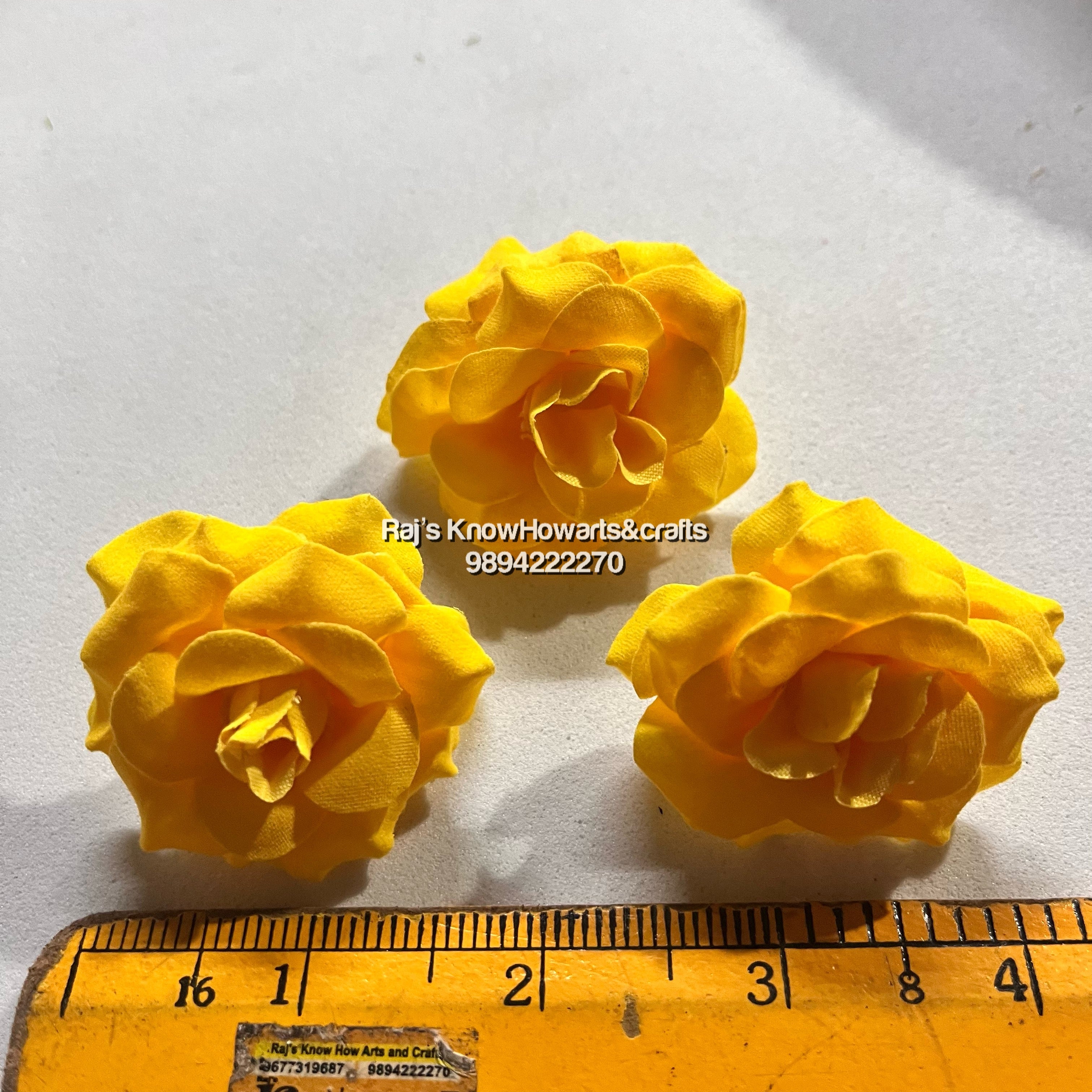 Small size Fabric Yellow rose - 10 pc in a pack