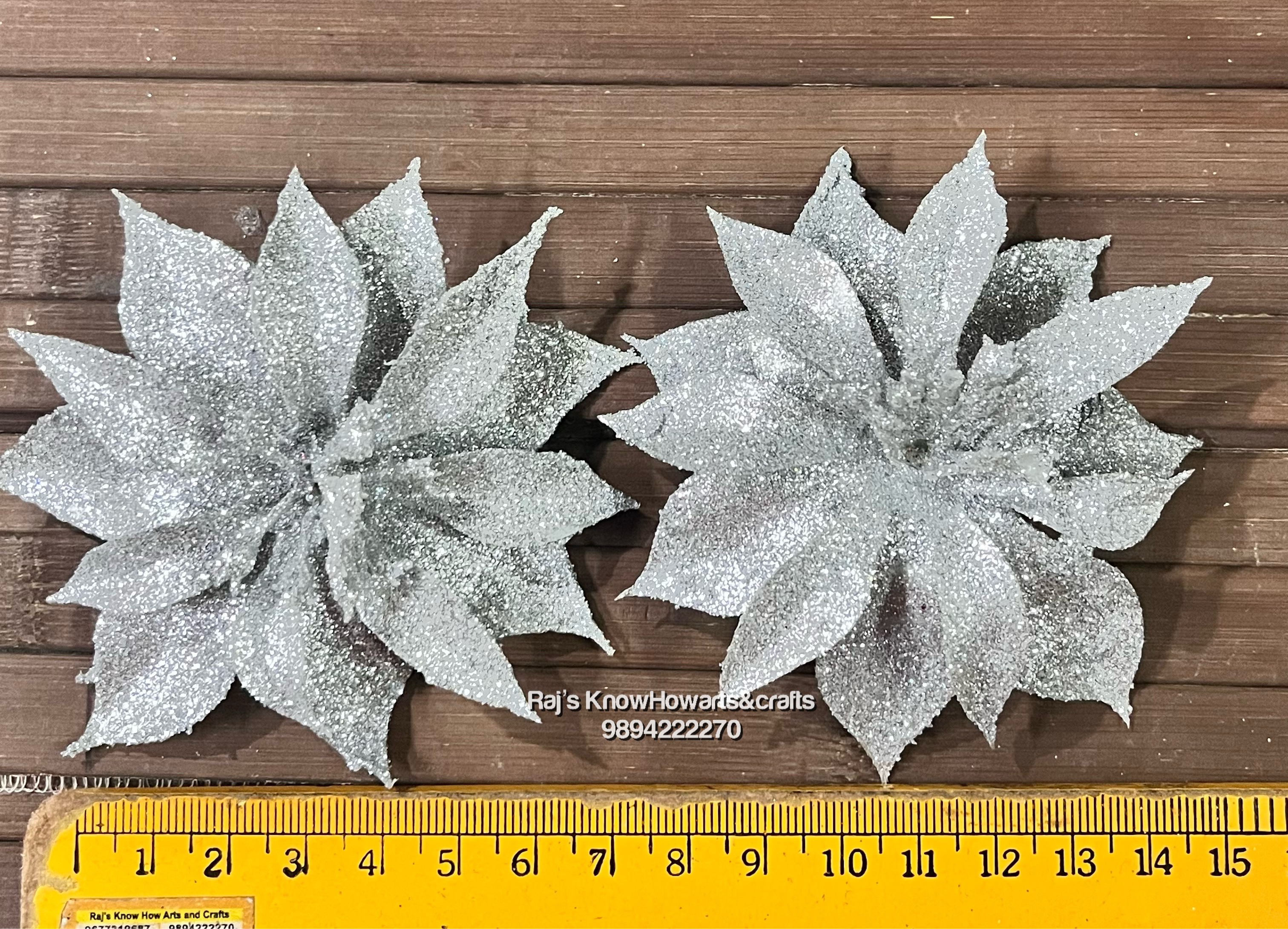 Silver Glitter flower - 2 pc