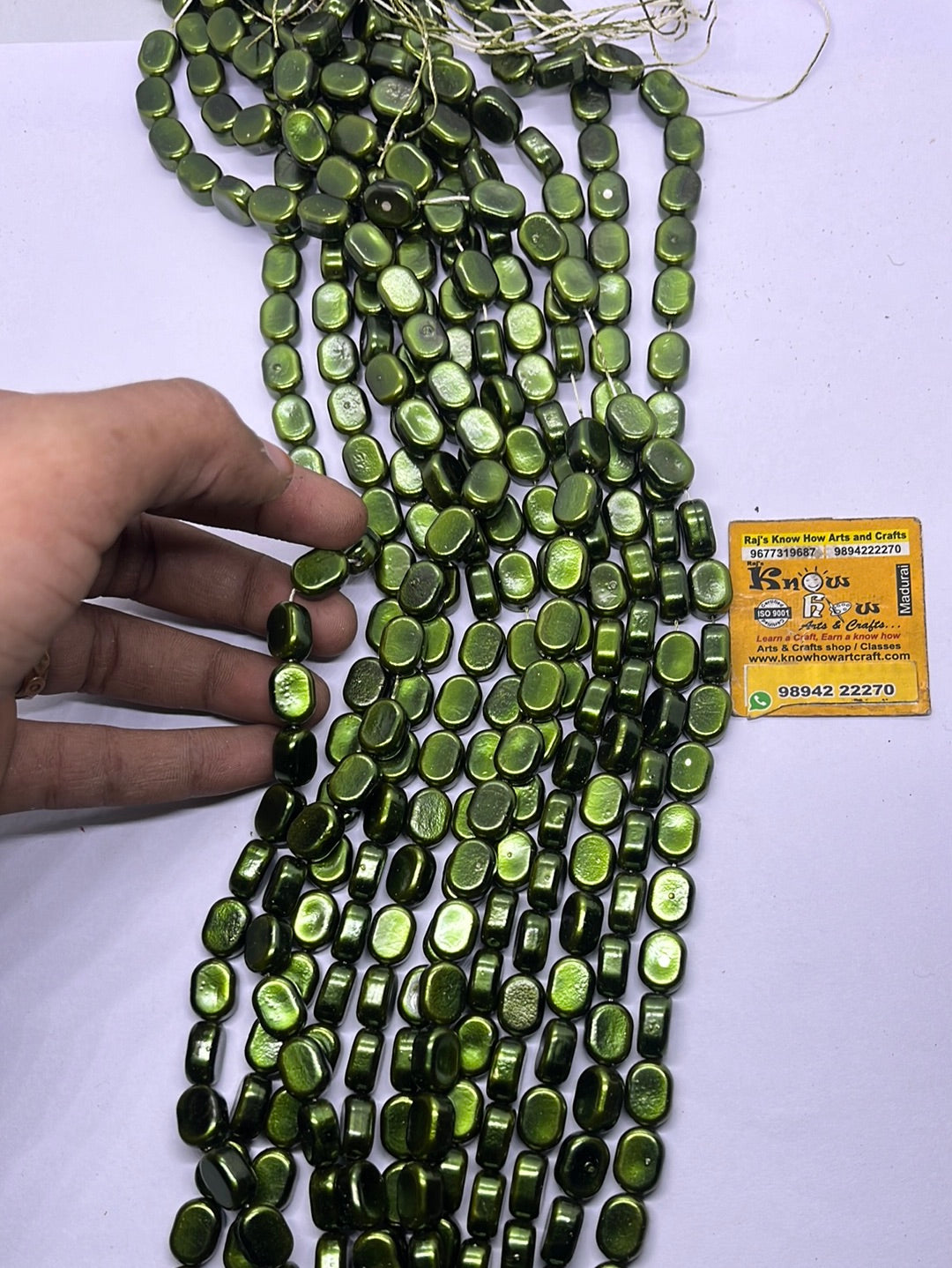 Green color Tablet beads  1 punch - 4