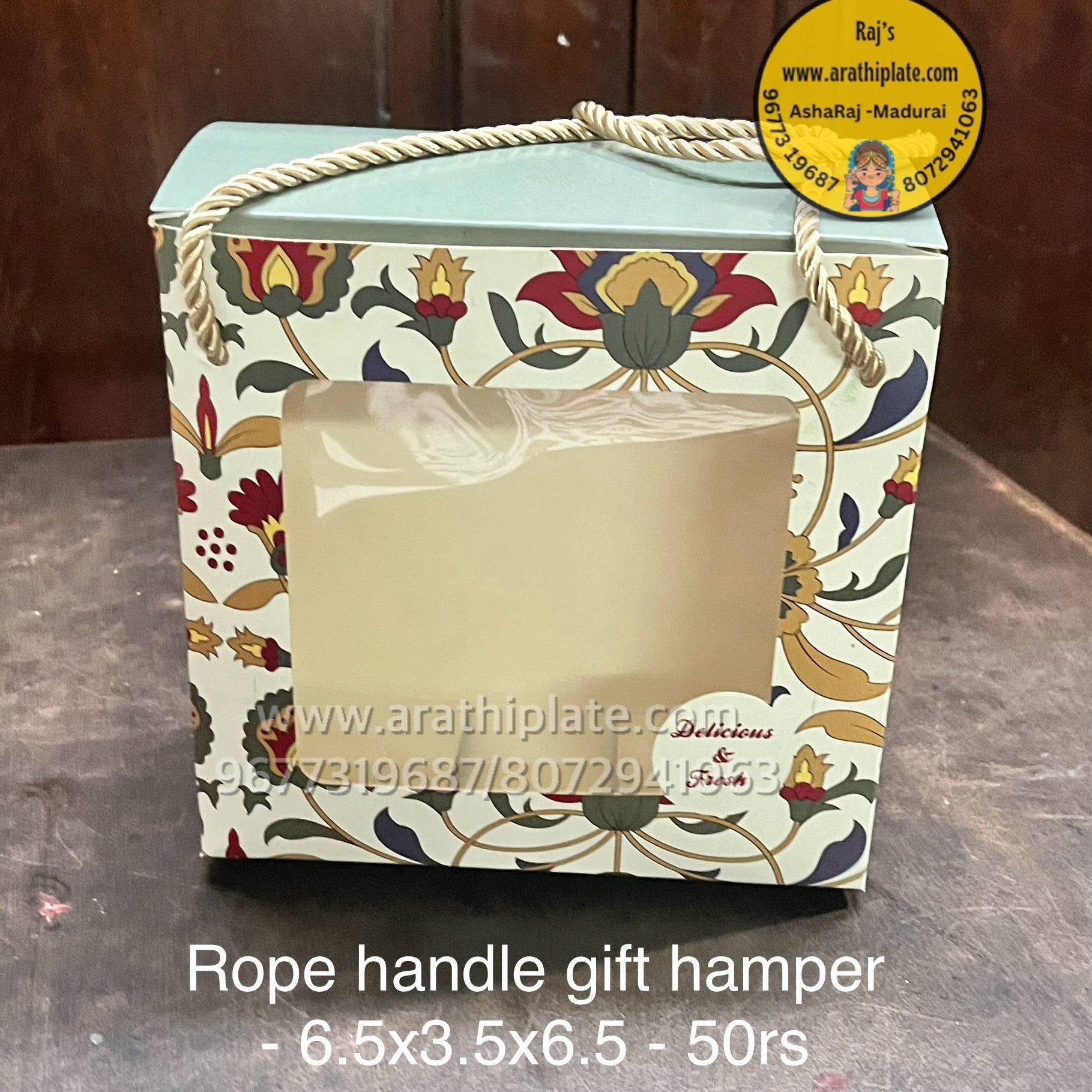 Rope Handle gift hamper 6.5x3.5x6.5-25 pieces