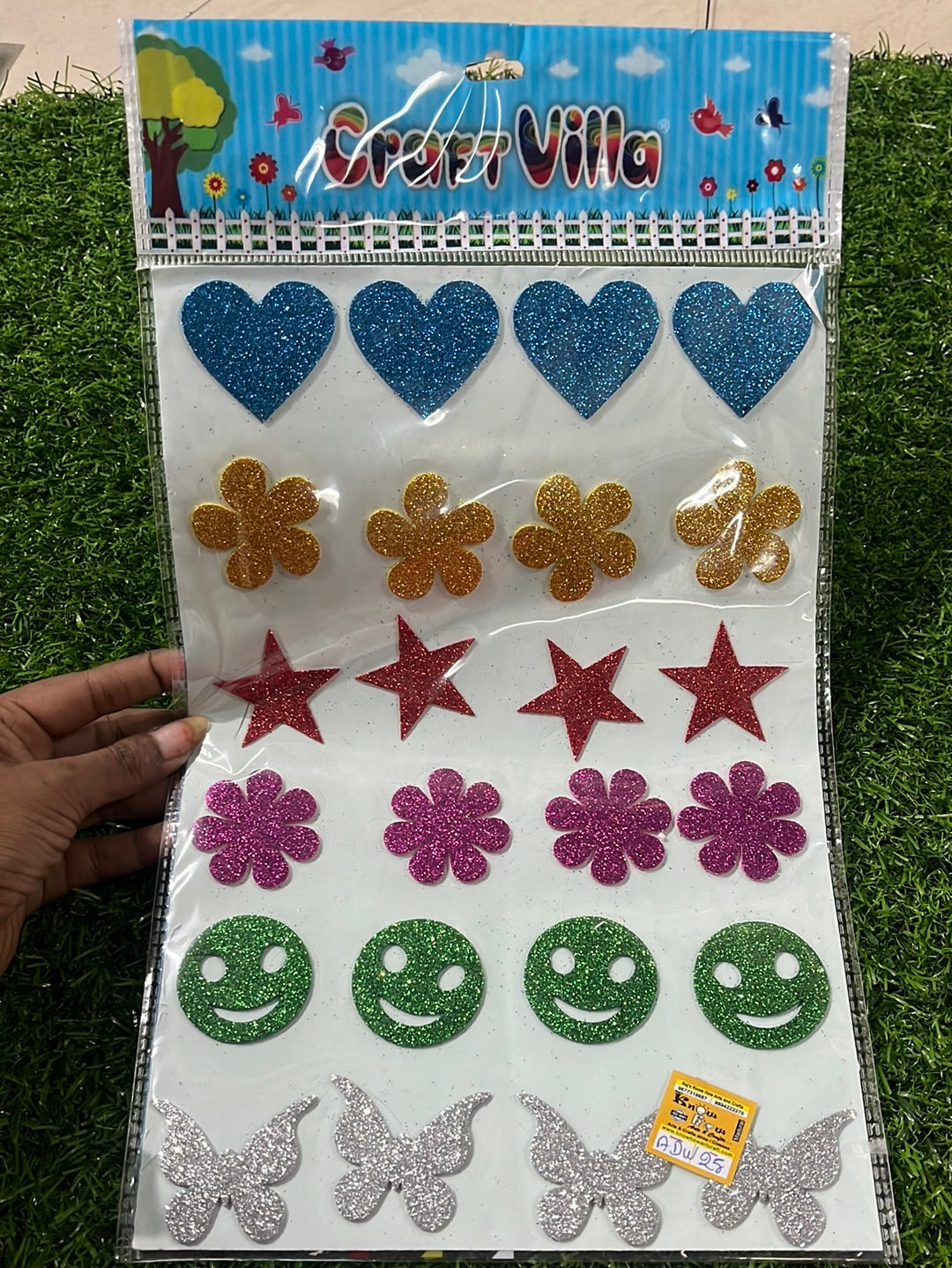 Heart  smile Glitter stickers A4size-1 pack