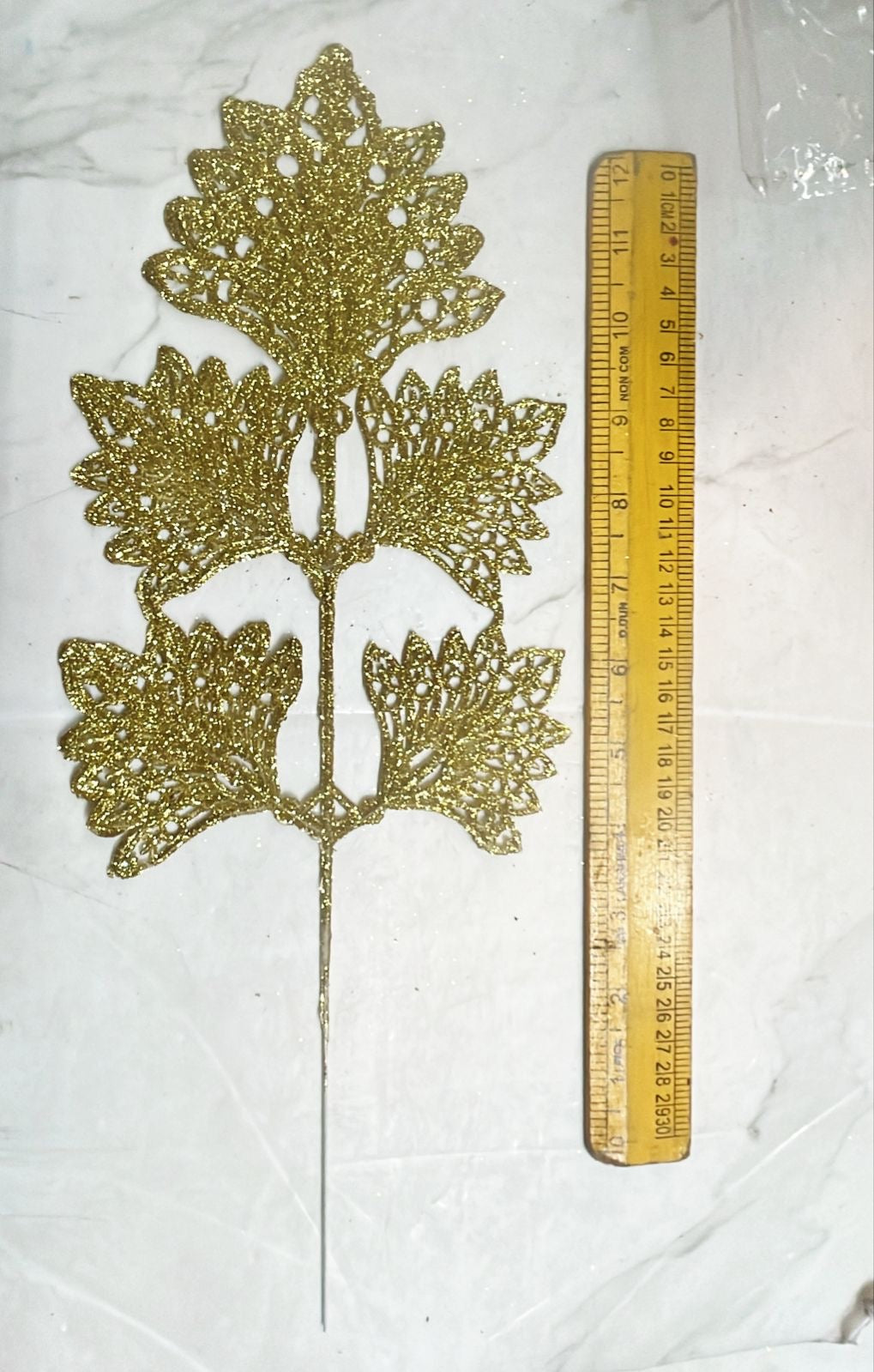 Golden glitter leaf feather-1pack