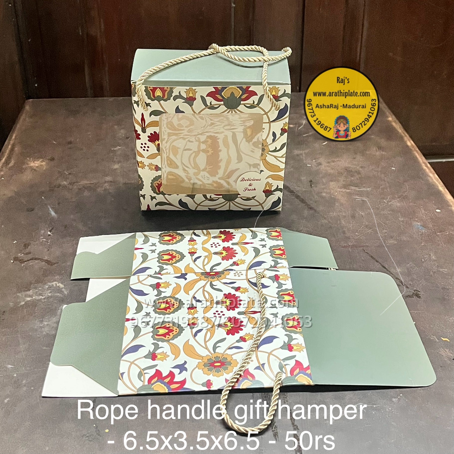 Rope Handle gift hamper 6.5x3.5x6.5-25 pieces