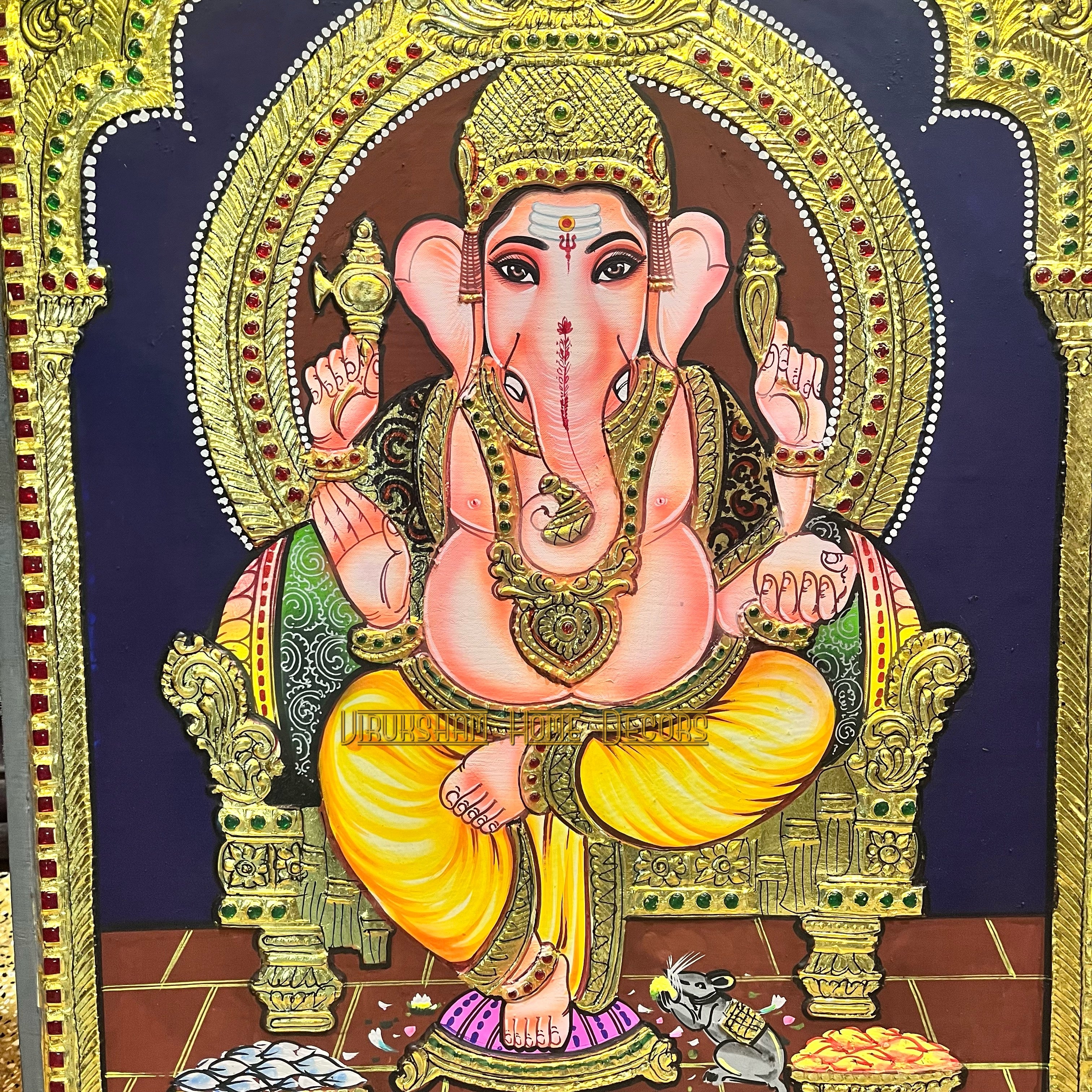 Vinayagar 16x20 Tanjore painting -1 board(15 days delivery time)without frame