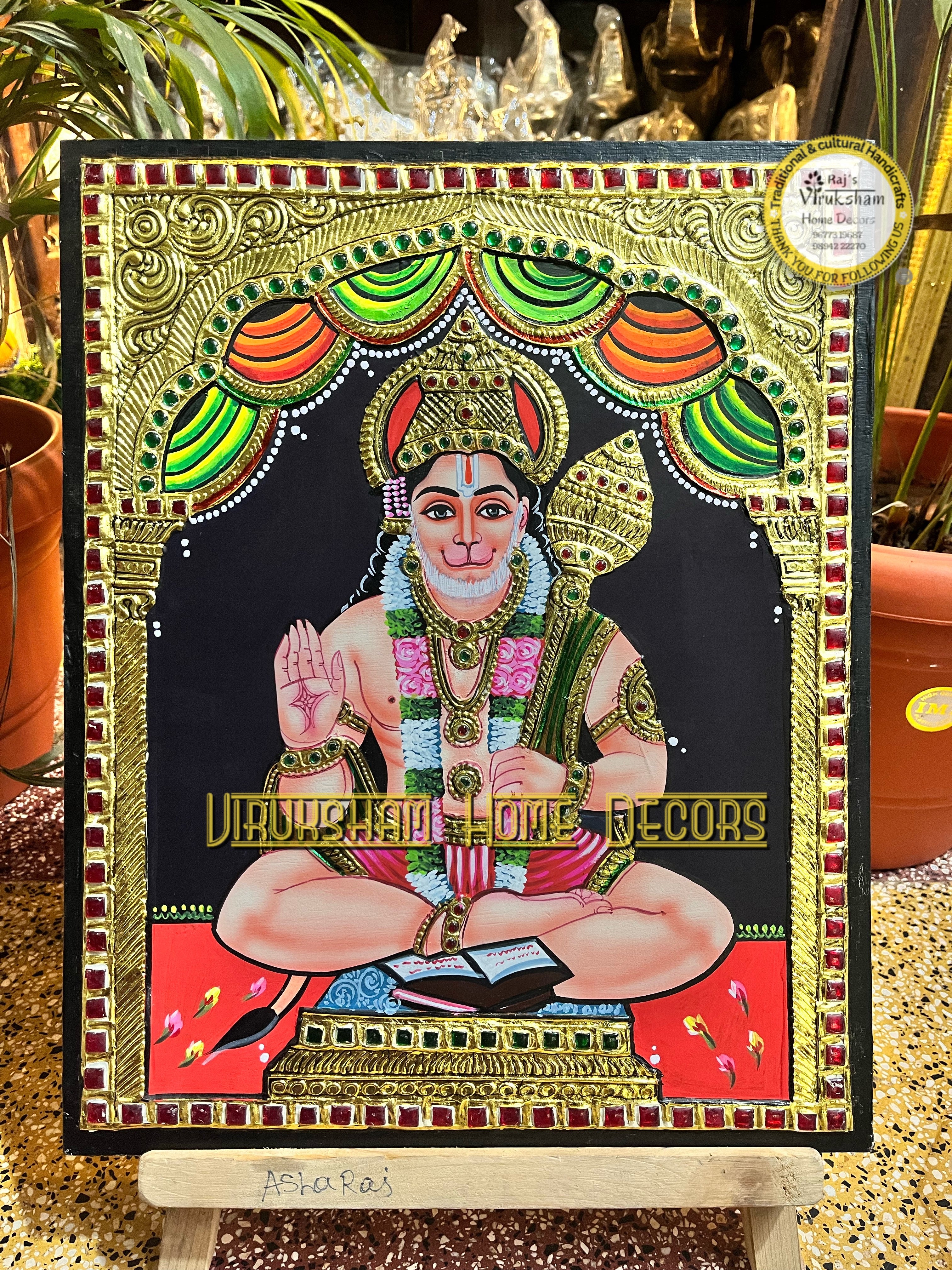 Hanuman 12x15 Tanjore painting -1 board(15 days delivery time)