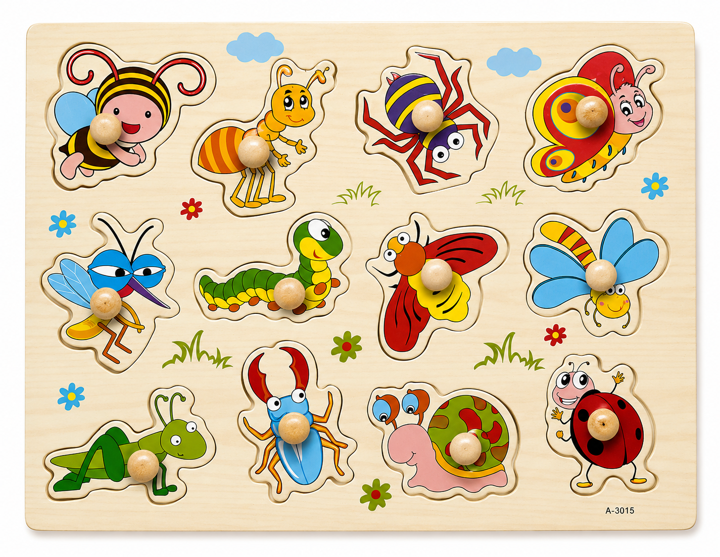 Multicolor wooden pin puzzle – KnowHowArtCraft