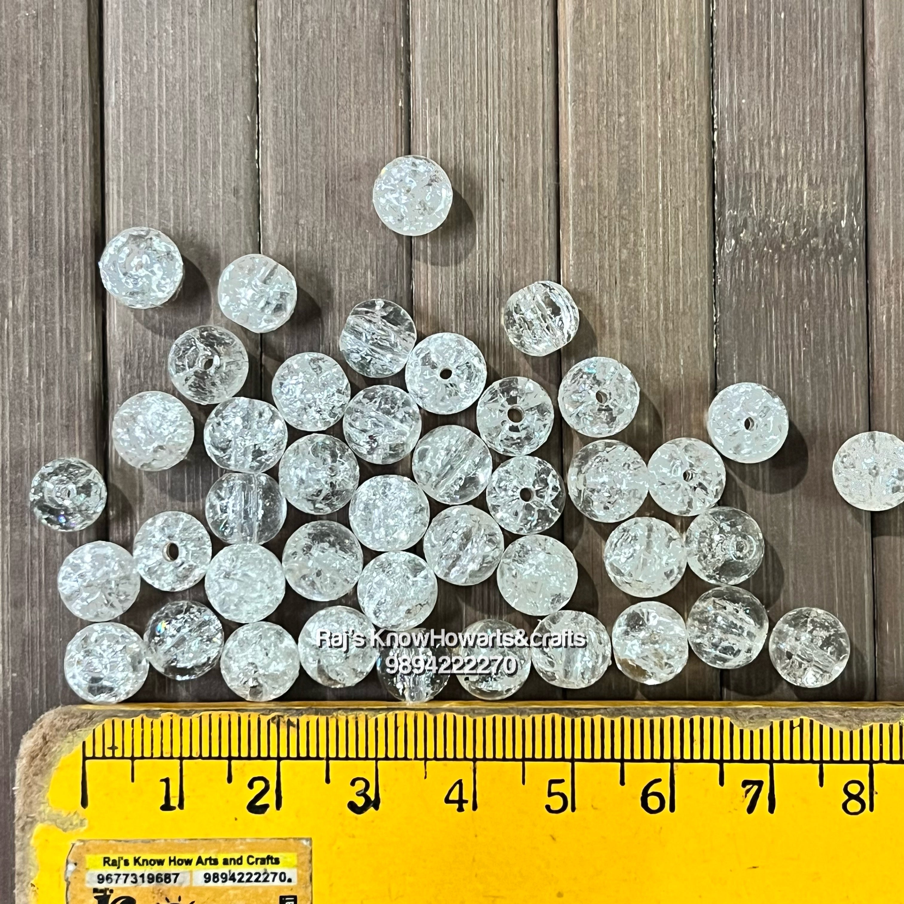 Broken glass beads white 8mm - 50g