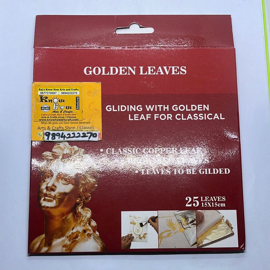 Gold waraq -artificial mysore foil -25 leaves 15x15cm