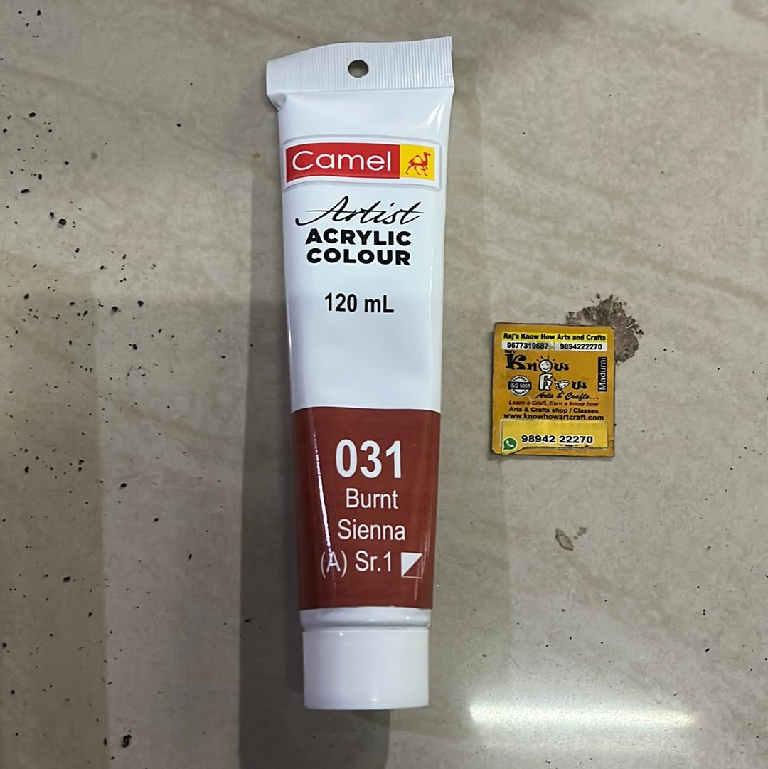 Burnt sienna -120ml Camlin Artist range acrylic colours – KnowHowArtCraft