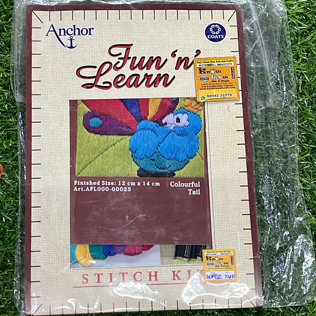 Anchor stitch embroidery kit colourful tall finished size 12cm x 14cm