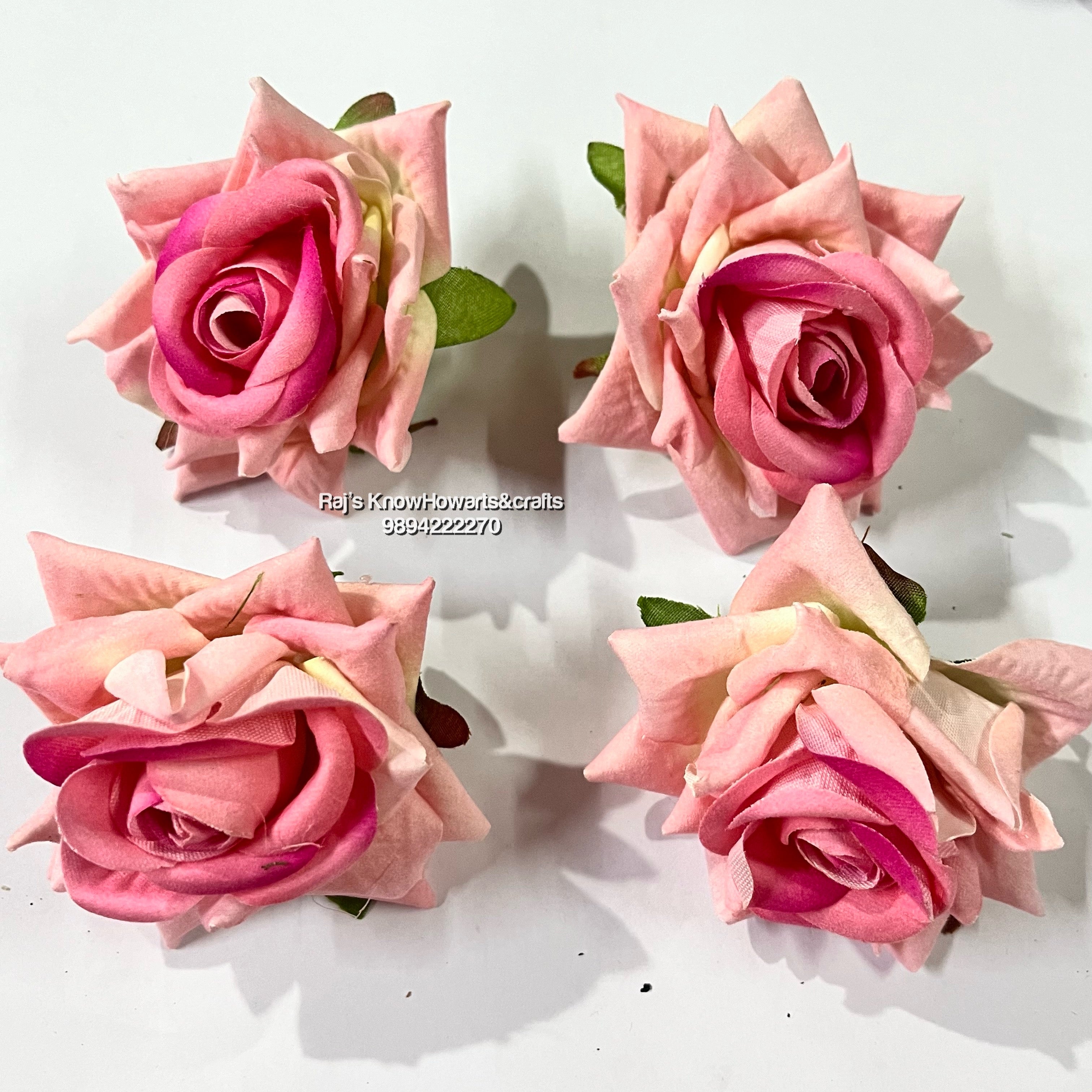 Artificial velvet rose  flower - 5pc