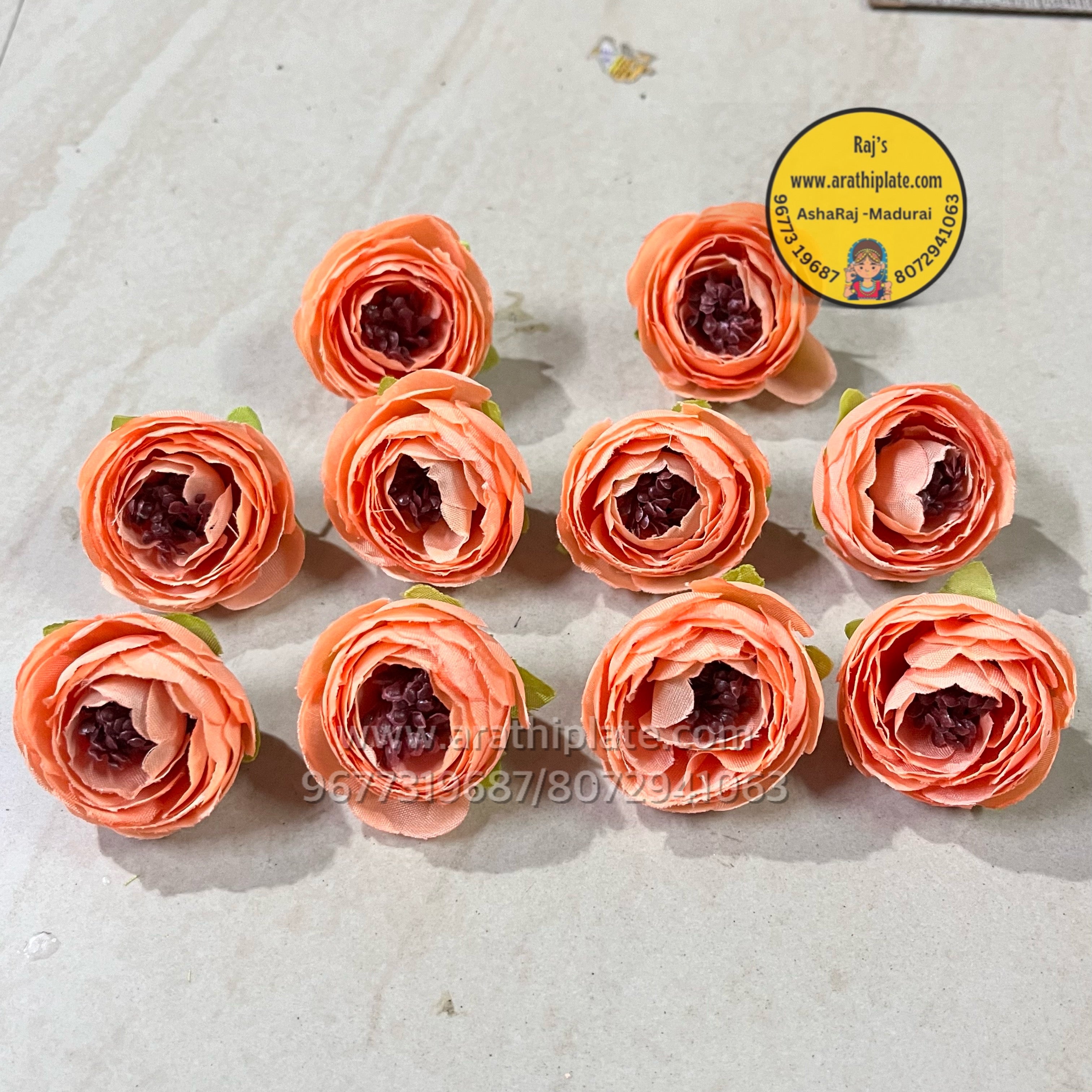 Kutty Peonies Orange- 10 pc in a pack