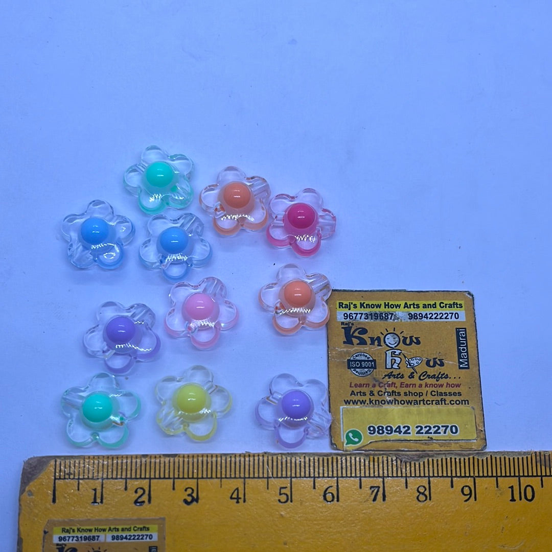 Colourful flowers design beads -50g in a pack