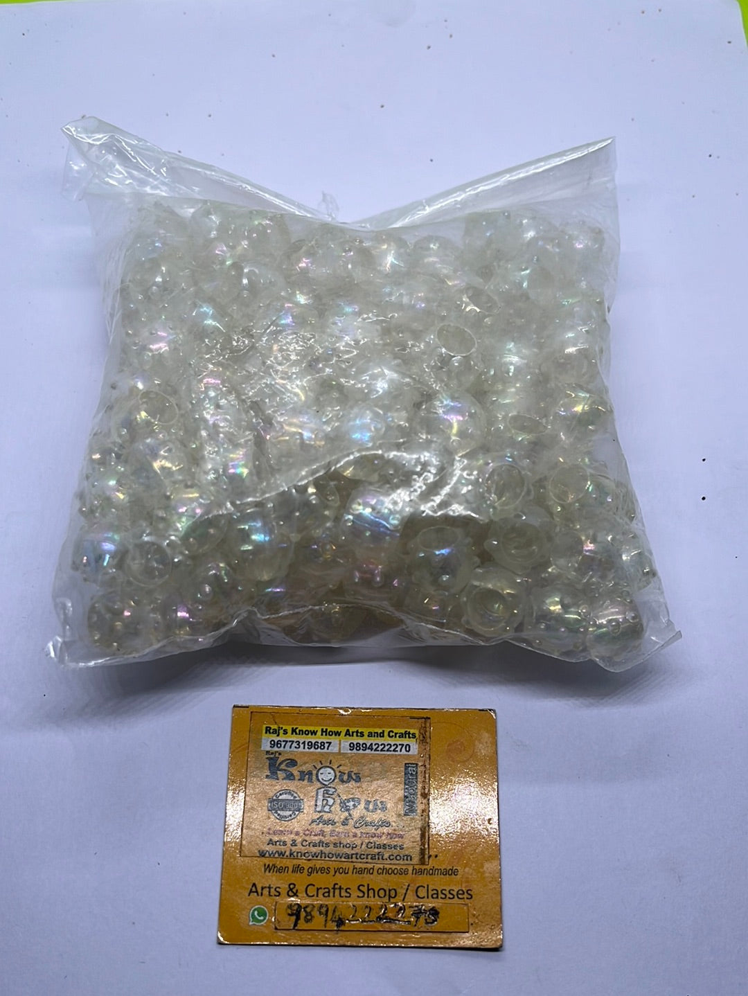 Acrylic white  color small beads -100g 3