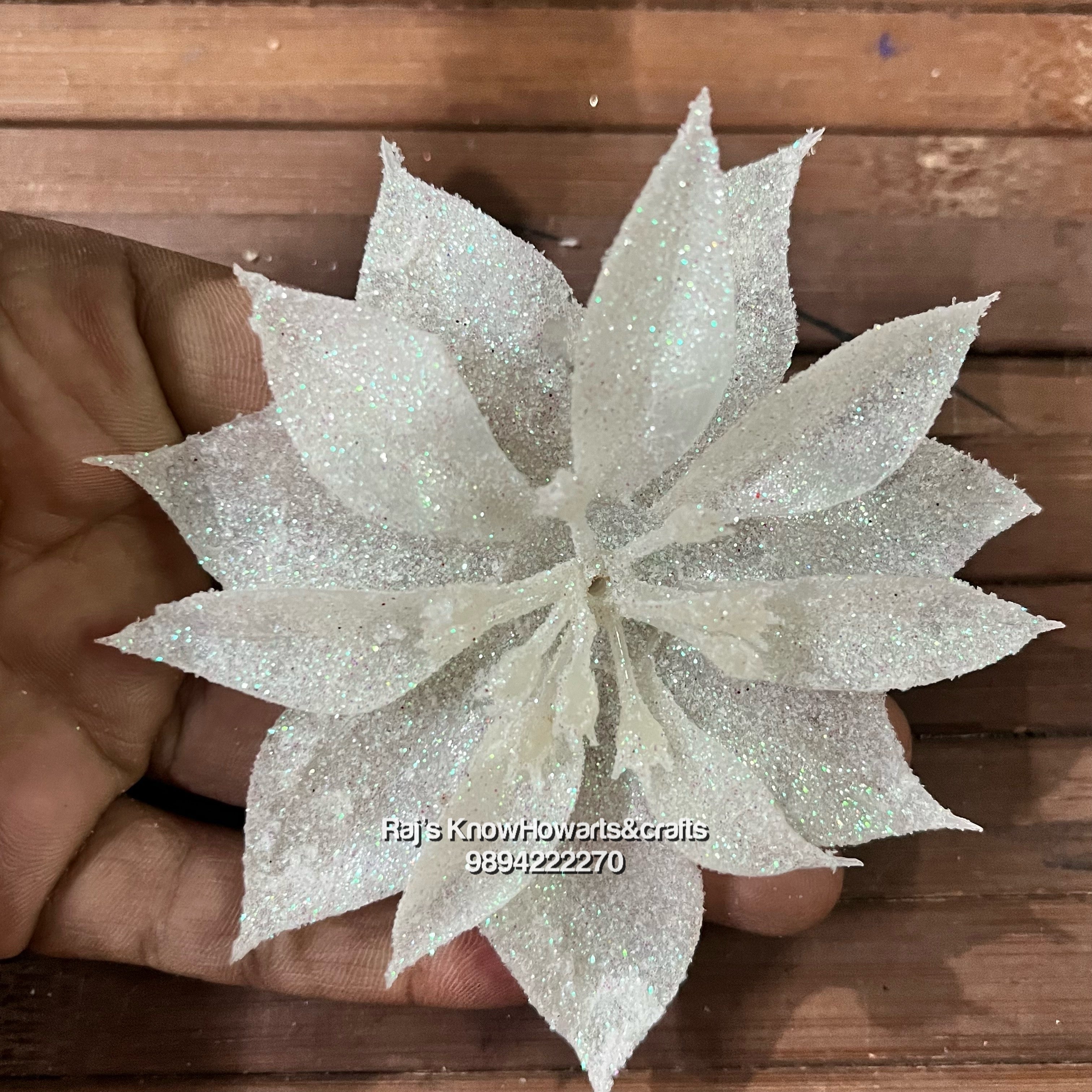 White Glitter flower - 2 pc