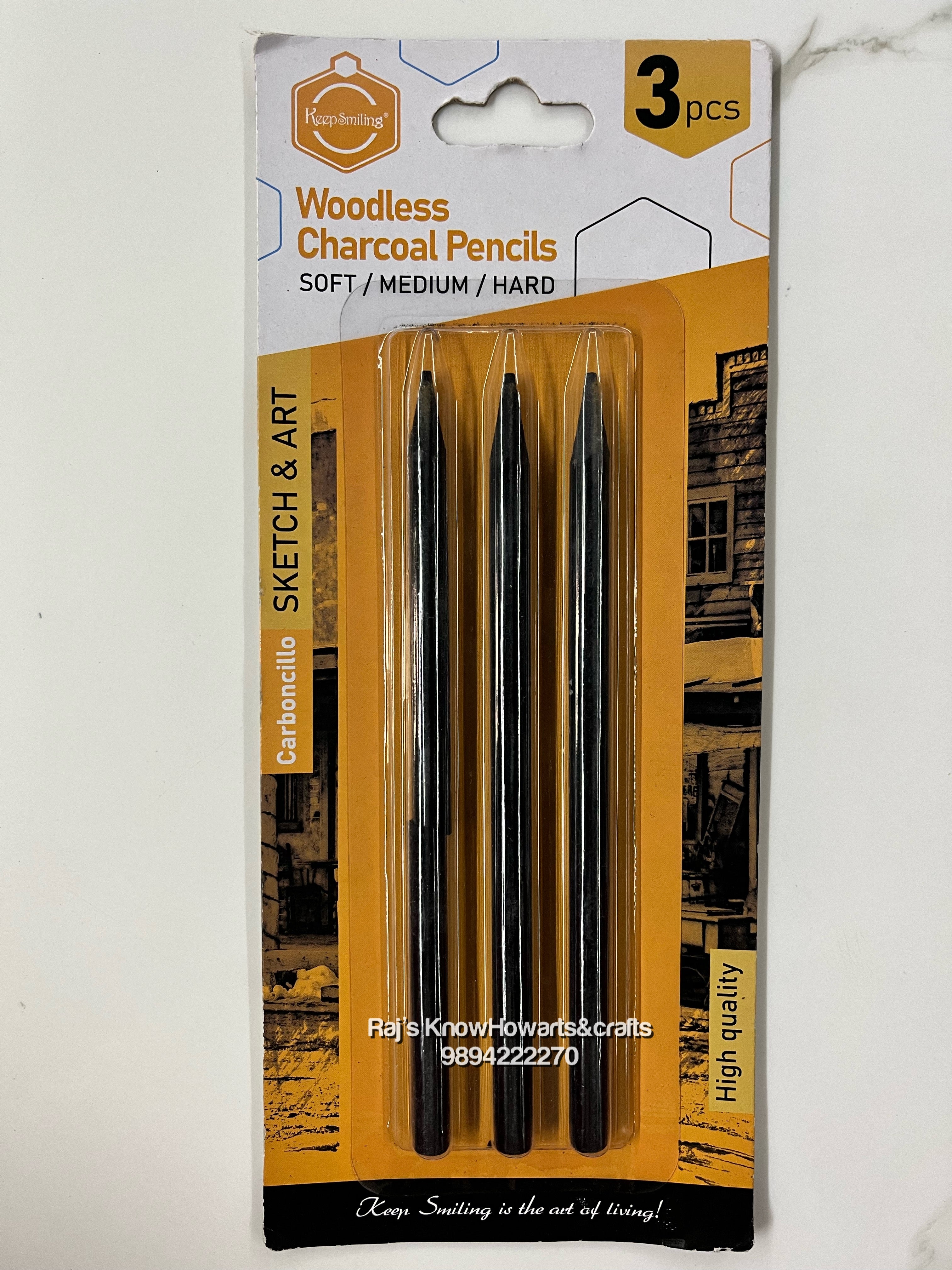 Keepsmiling carboncillo woodless charcoal pencils (Soft - medium - Hard)3245