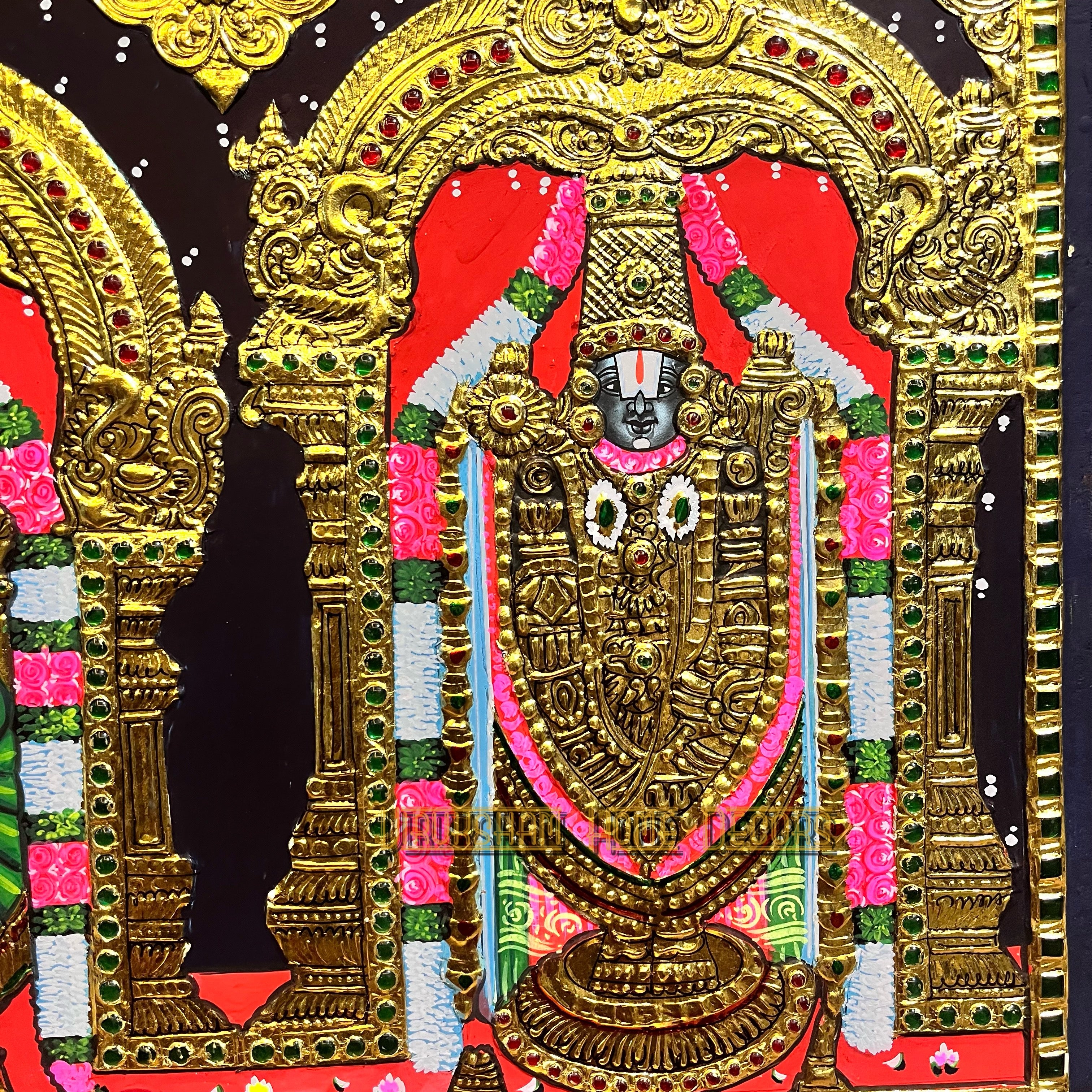 Perumal Padmavathi 14x18  Tanjore painting -1 board(15 days delivery time)without frame