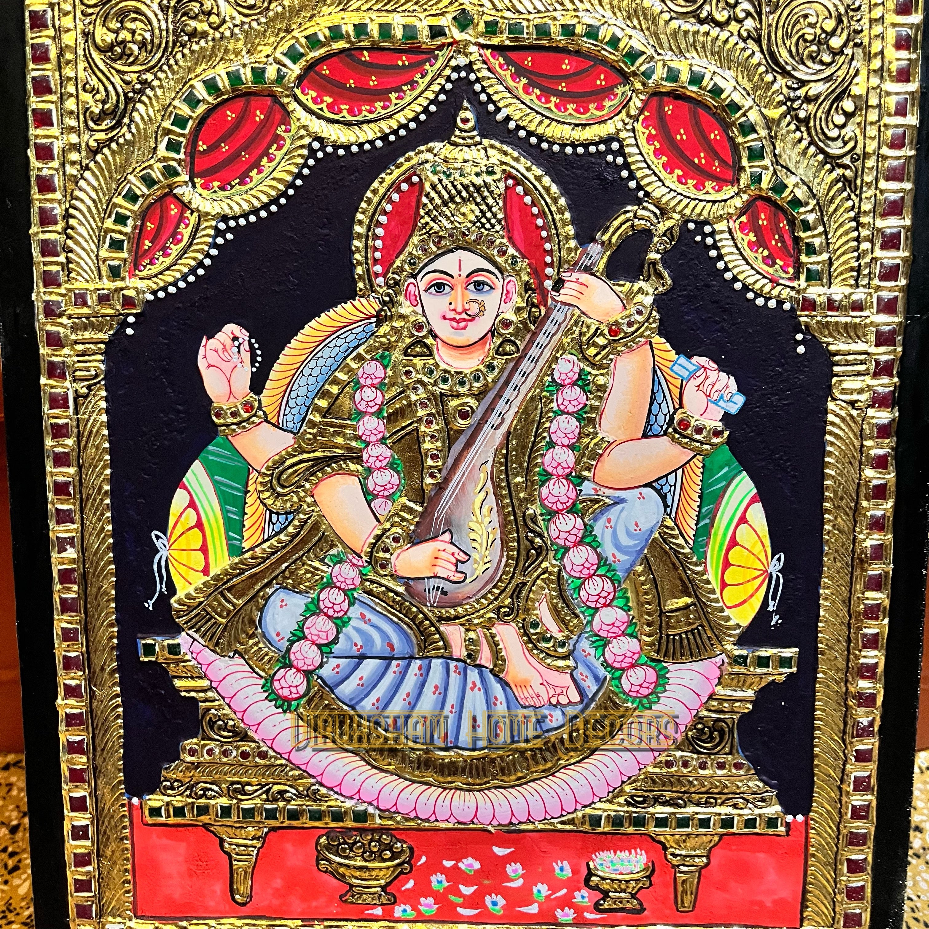 Saraswathi 10x12  Tanjore painting -1 board(15 days delivery time)without frame