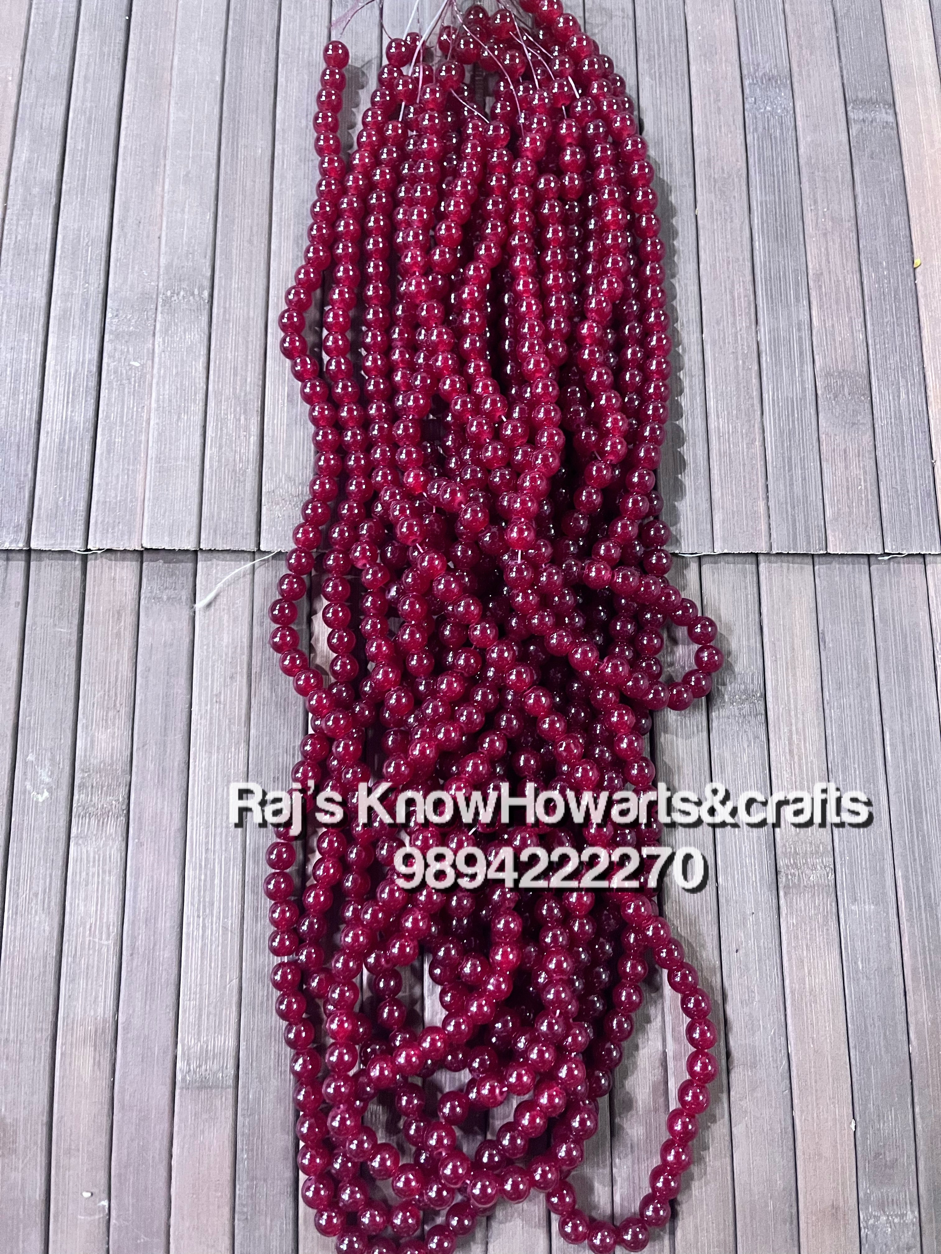 Bracelet beads maroon color 8mm - 1 line