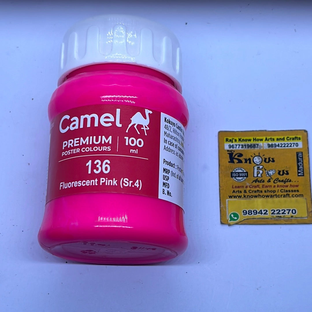 Camel premium poster colours florescent pink 100 ml