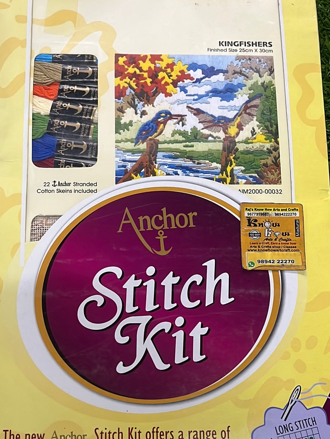 Anchor stitch embroidery kit kingfishers  finished size 25cm x 30cm